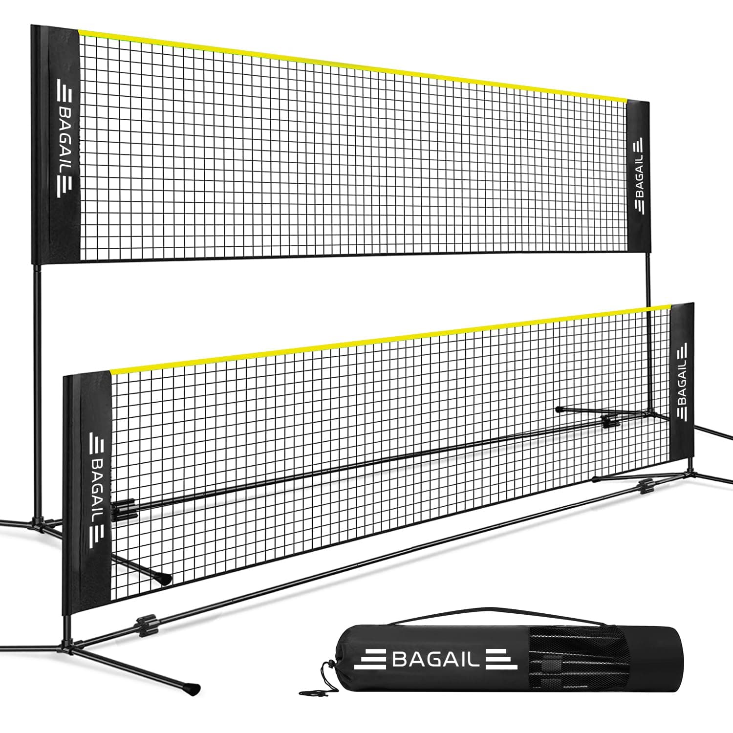 BAGAIL Badminton Net, Foldable Nylon Net, Hieght Adjustable Stand and Portable Carry Bag, Easy to Assemble or Disassemble, Ideal Recreational Sports Net for Tennis, Kids Badminton or Volleyball