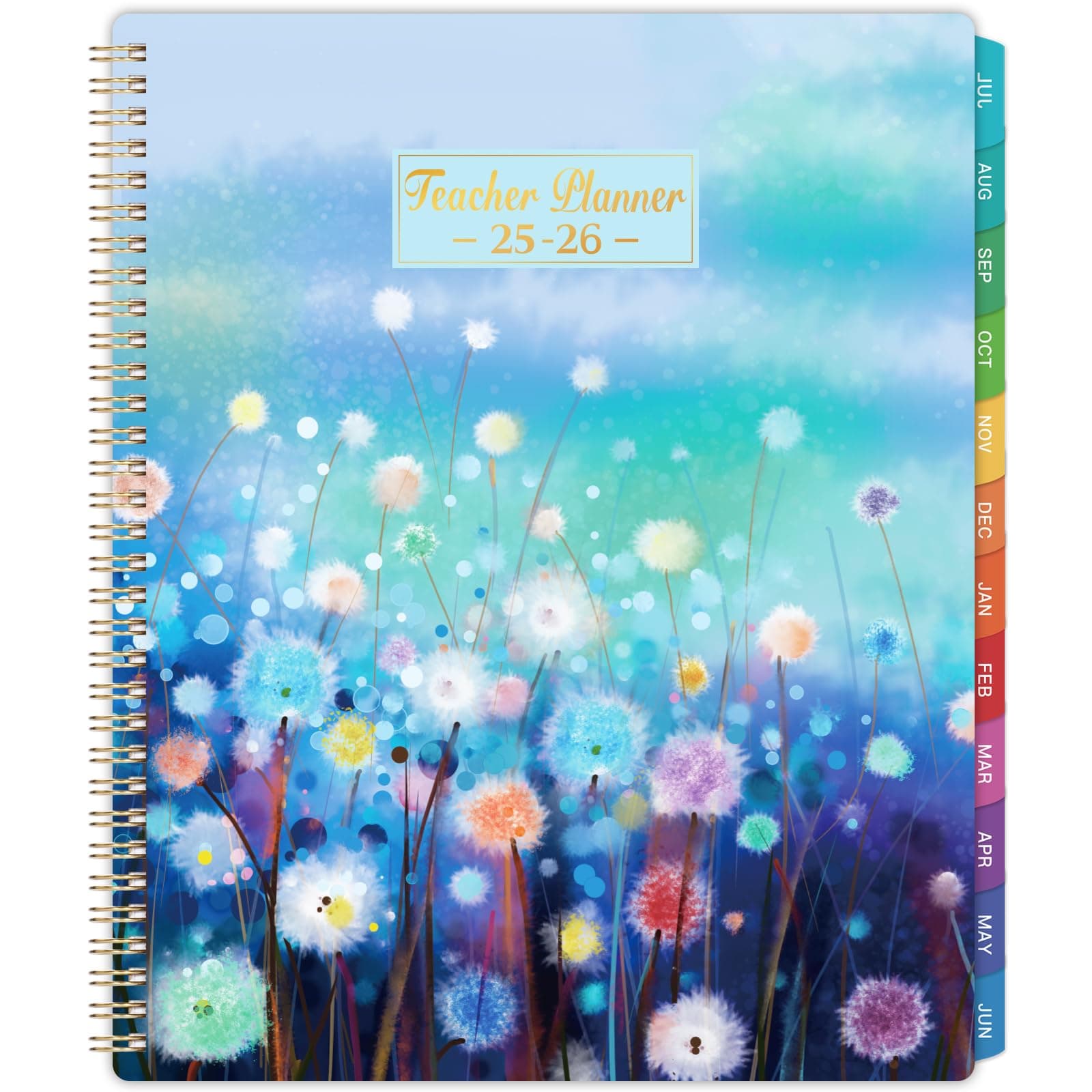 Tullofa Teacher Planner 2025-2026, 11" x 8.3", Weekly & Monthly Lesson Plan Book - Blue Floral