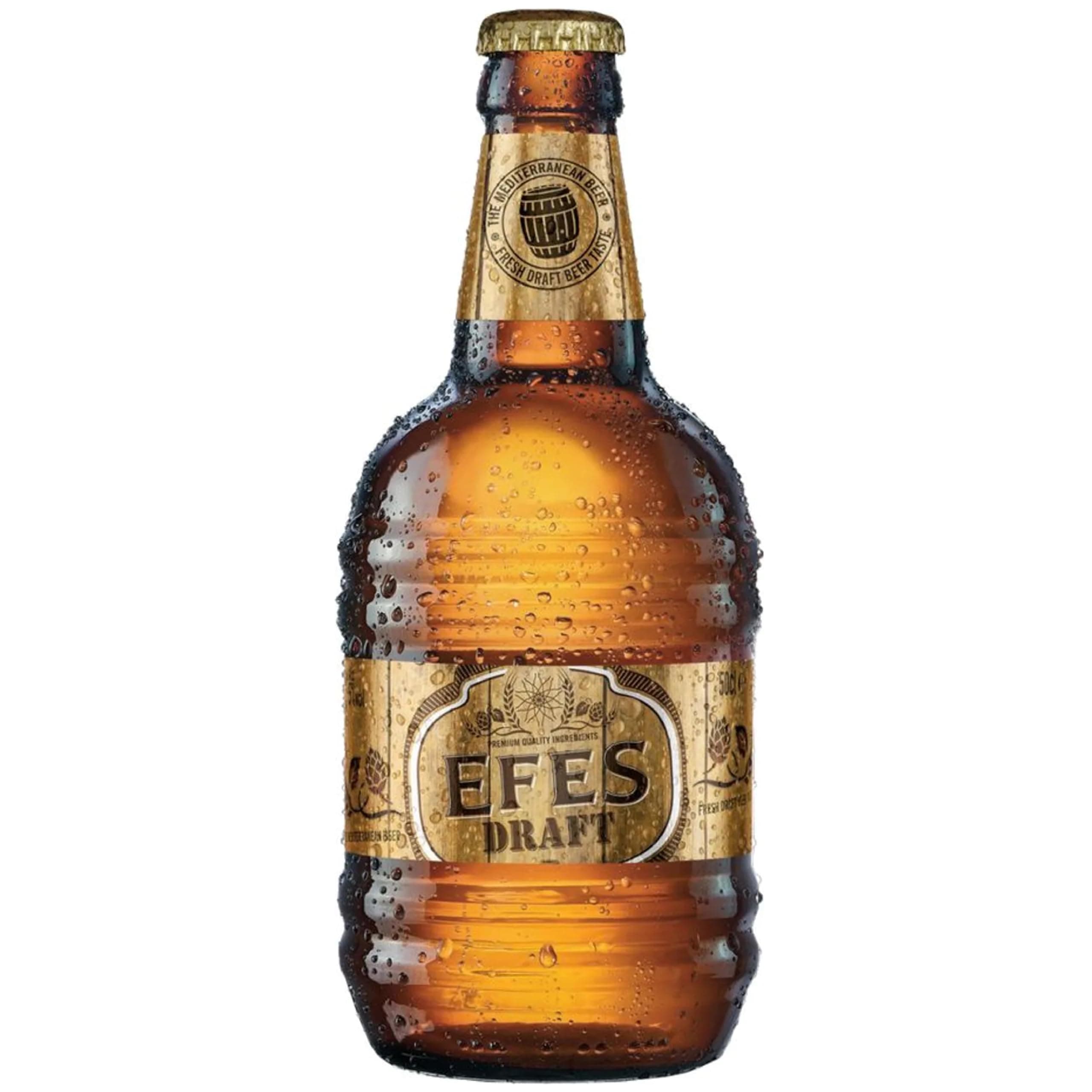 Draft Lager Beer 12 x 500ml Barrel-Shaped Bottles, 5 percent ABV โ Fresh Draught Taste โ Turkish Beer - Optimal Served Chilled for BBQs, Parties and Mediterranean Food