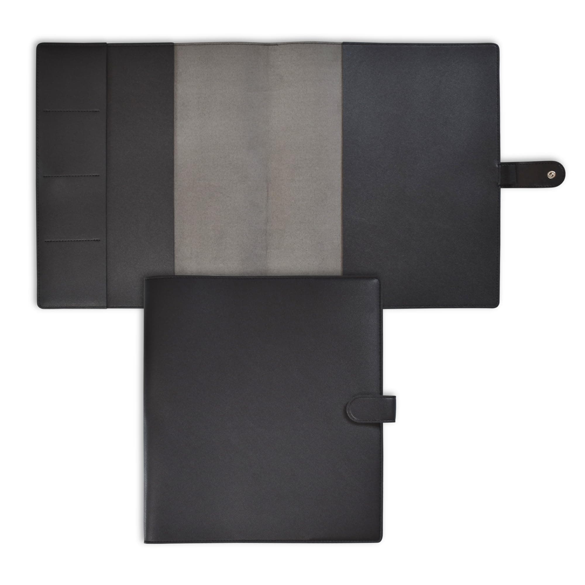 Eleven Discs™ Premium Faux Leather Discbound Notebook Folio Cover with Multiple Pockets and Secure Button Clasp - Notebook Not Included (Letter Size, Black)