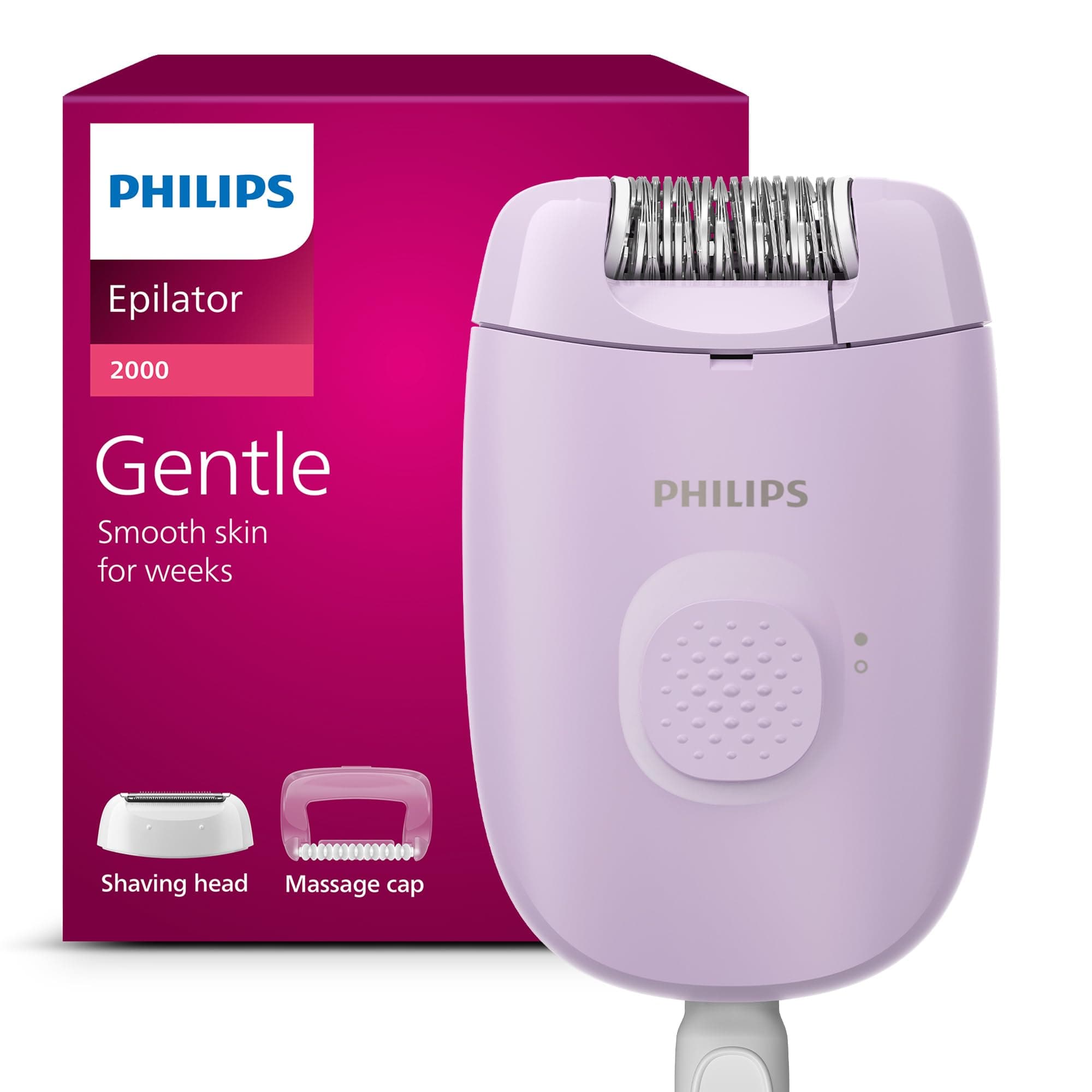 Philips Epilator Series 2000, Corded Epilator for Body and Sensitive Areas, Epilate and Shave, Hair Removal Device for Women, Model BRE237/00