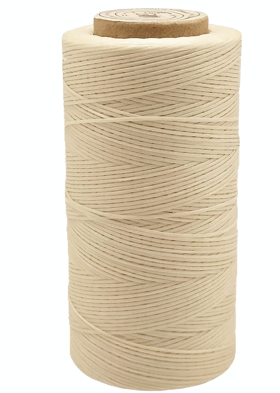 YEQIN Waxed Thread, 328 Yards 150D 1MM Leather Sewing Waxed Thread for Leather DIY, Bookbinding, Shoe Repairing, Leather Projects (Beige #002)