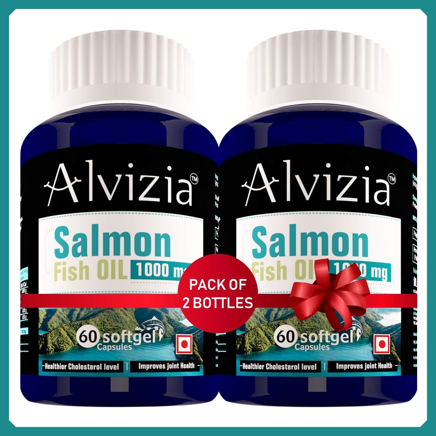 Alvizia Salmon Fish Oil 1000 mg Omega 3 EPA 330 DHA 220 (60 Softgel Capsules)(Pack of 2) - Fish Oil