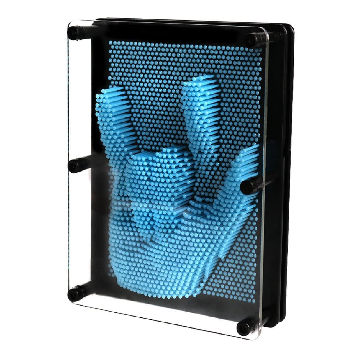 Classic 3D Clone Pin Art Board Novelty Toy Pin Point Impression Art Sculpture Pin Model, Home Office Desktop Toys for Kids Children Adults, Large Size, Blue