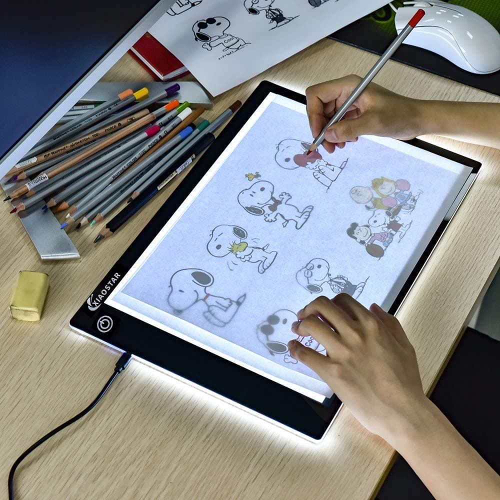 Light Box Drawing Pad, Tracing Board with Type-C Charge Cable and Brightness Adjustable for Artists, AnimationDrawing, Sketching, Animation, X-ray Viewing (A4-B)
