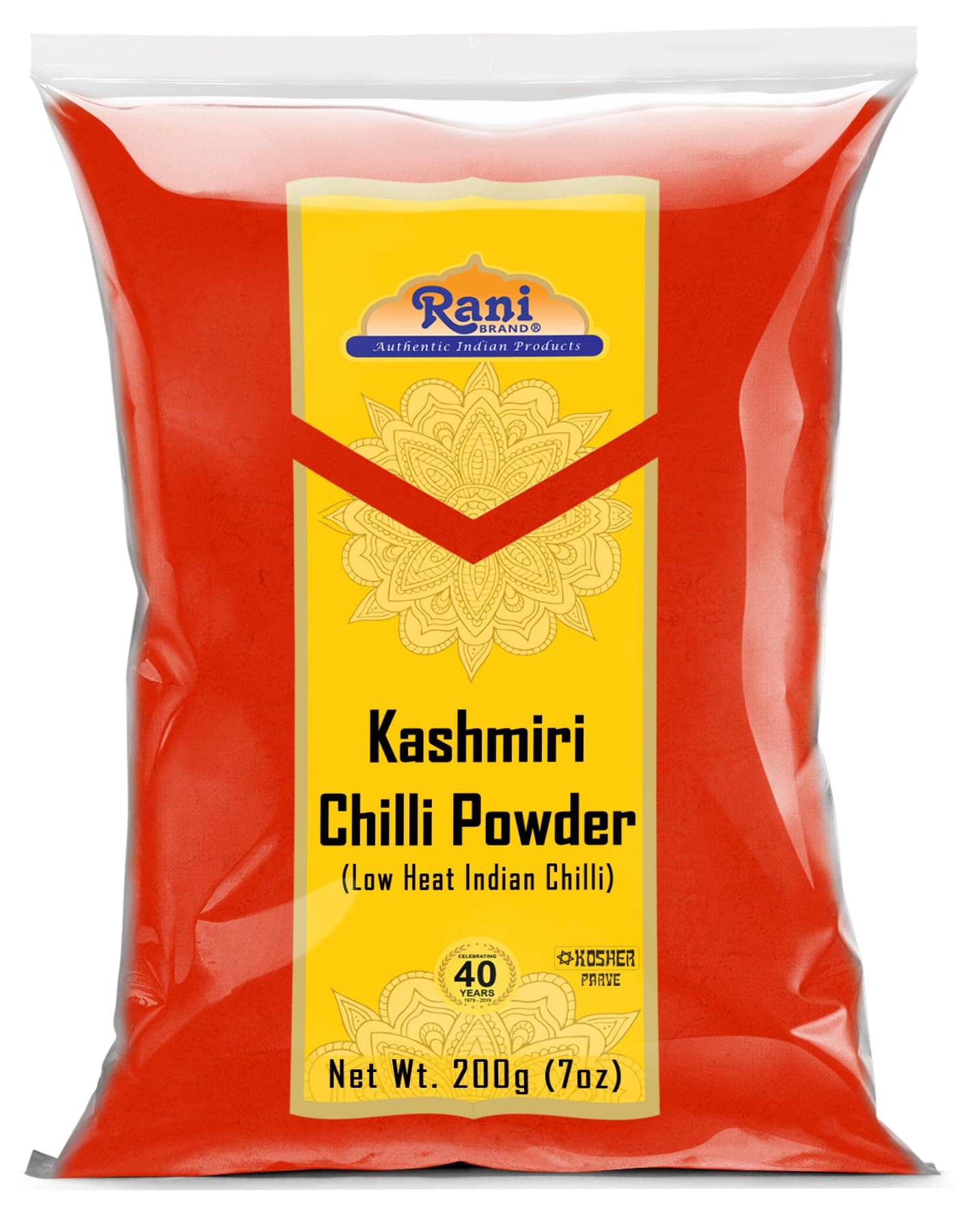 Rani Kashmiri Chilli Powder (Deggi Mirch, Low Heat) Ground Indian Spice 7oz (200g) ~ All Natural, Salt-Free | Vegan | No Colors | Gluten Friendly | NON-GMO | Indian Origin