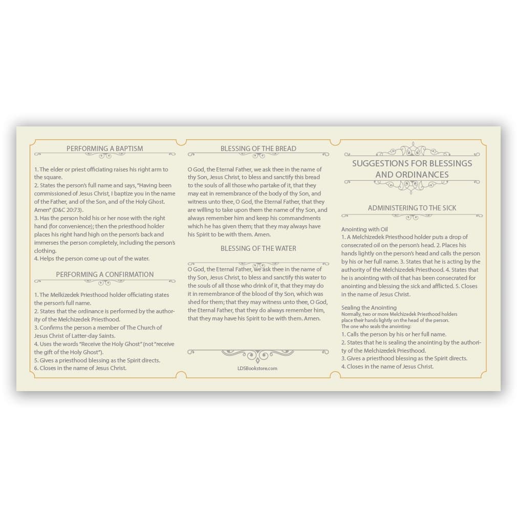 LDS Bookstore Tri-fold Priesthood Ordinance Pocket Card for Newly Ordained Priesthood Holders