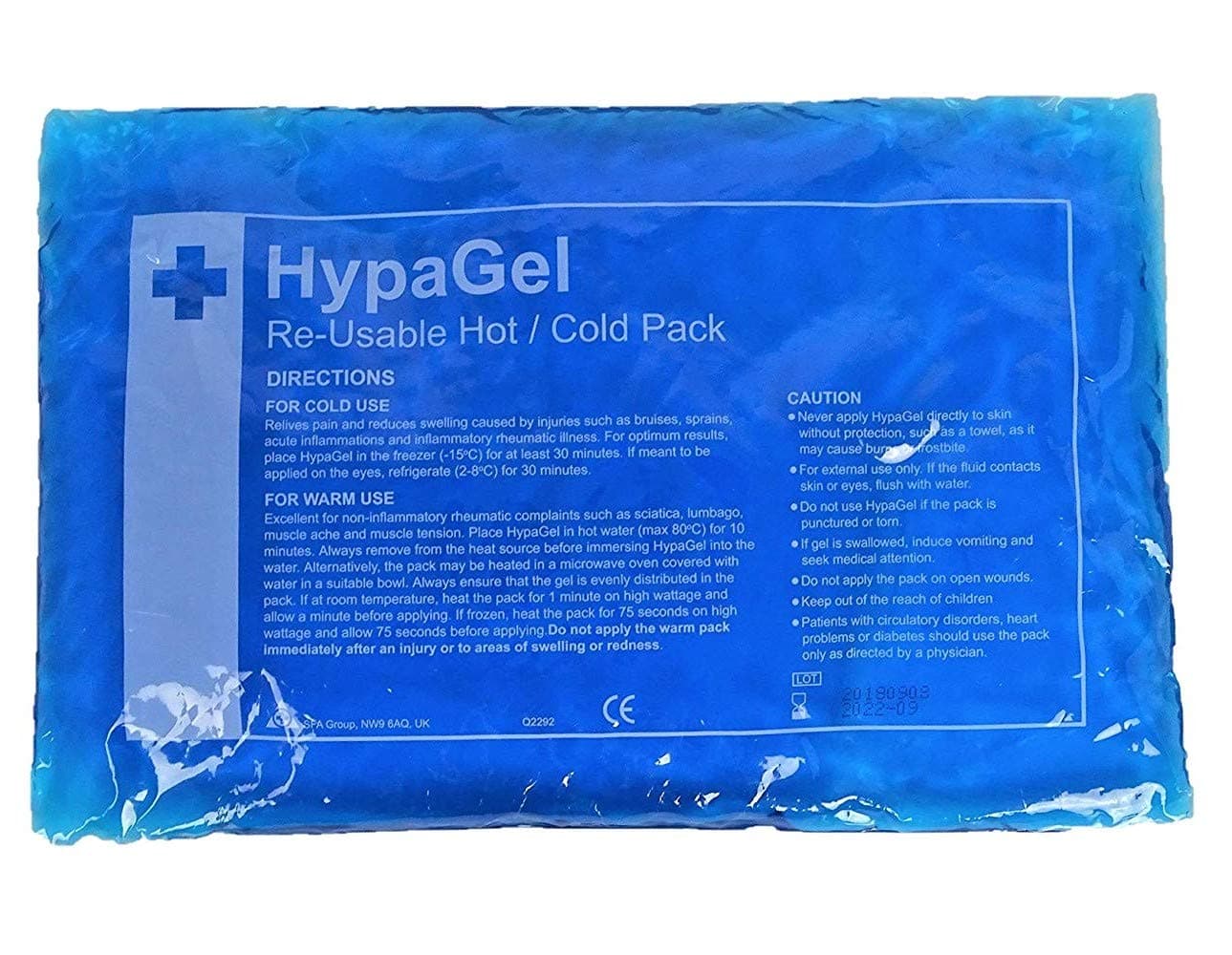 Safety First Aid Group HypaGel Reusable Large Hot/Cold Gel Therapy Pack for Sports First Aid, Muscle and Pain Relief, Single 30cm x 20cm - Microwave and Freezer-safe