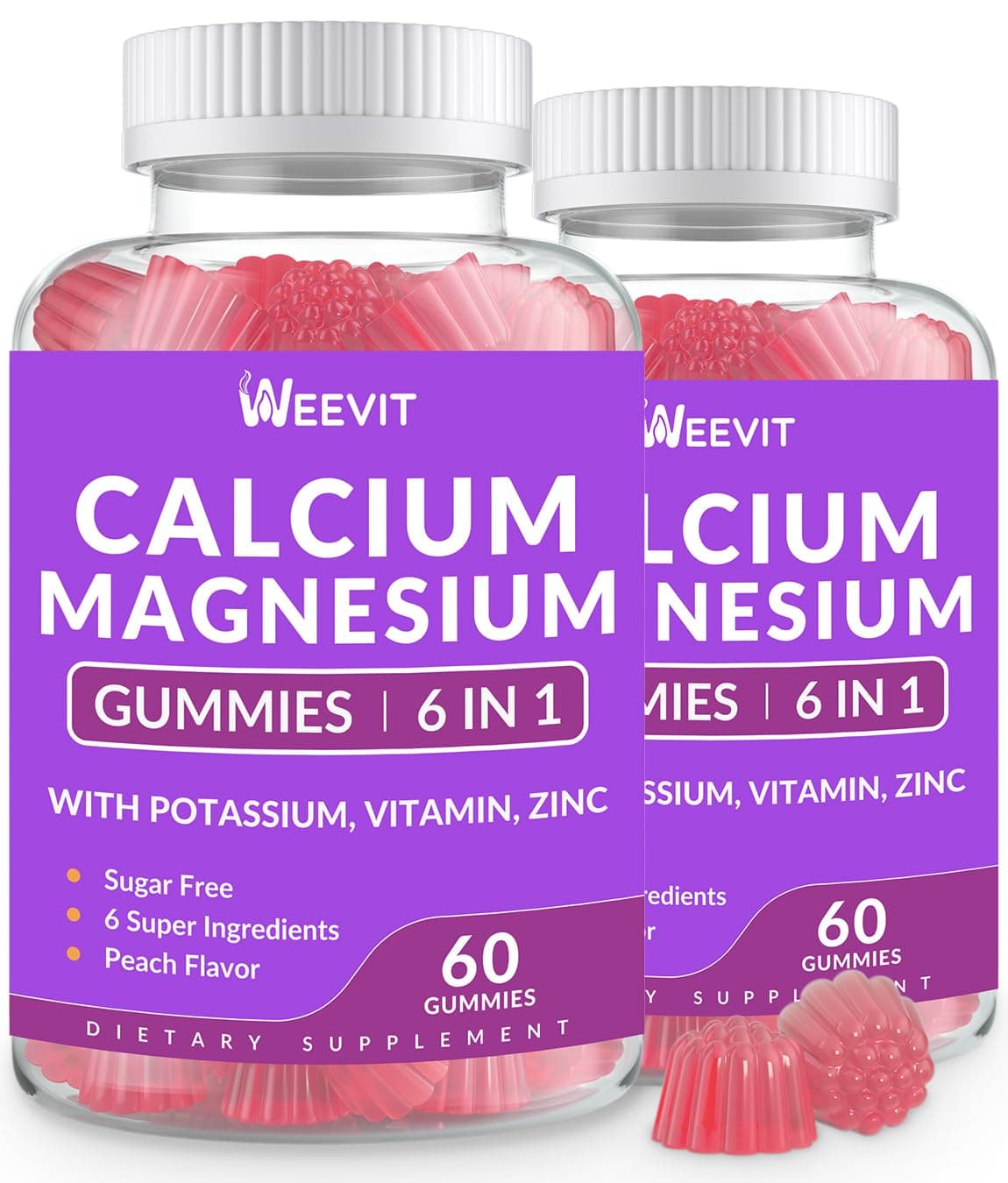 Sugar Free Calcium Gummies w/Vitamin D3 K2, Calcium Magnesium Zinc Gummies for Bone, Muscle & Immune, Algae CA Magnesium 2:1 Ratio Calcium Supplement for Women & Men - Vegan