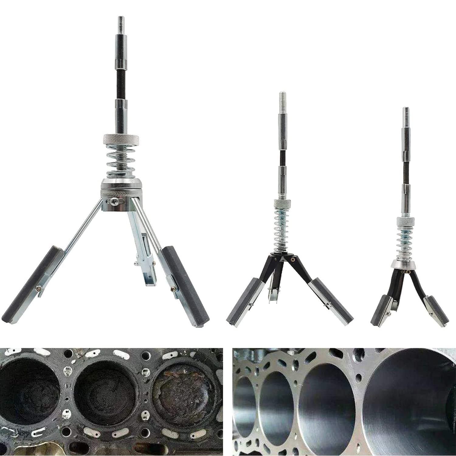 Engine Cylinder Hone Adjustable Deglaze Set for Grinding Holes from 3/4" to 7" ID with 9 Pieces 220 Grit Stones (3 Pack)