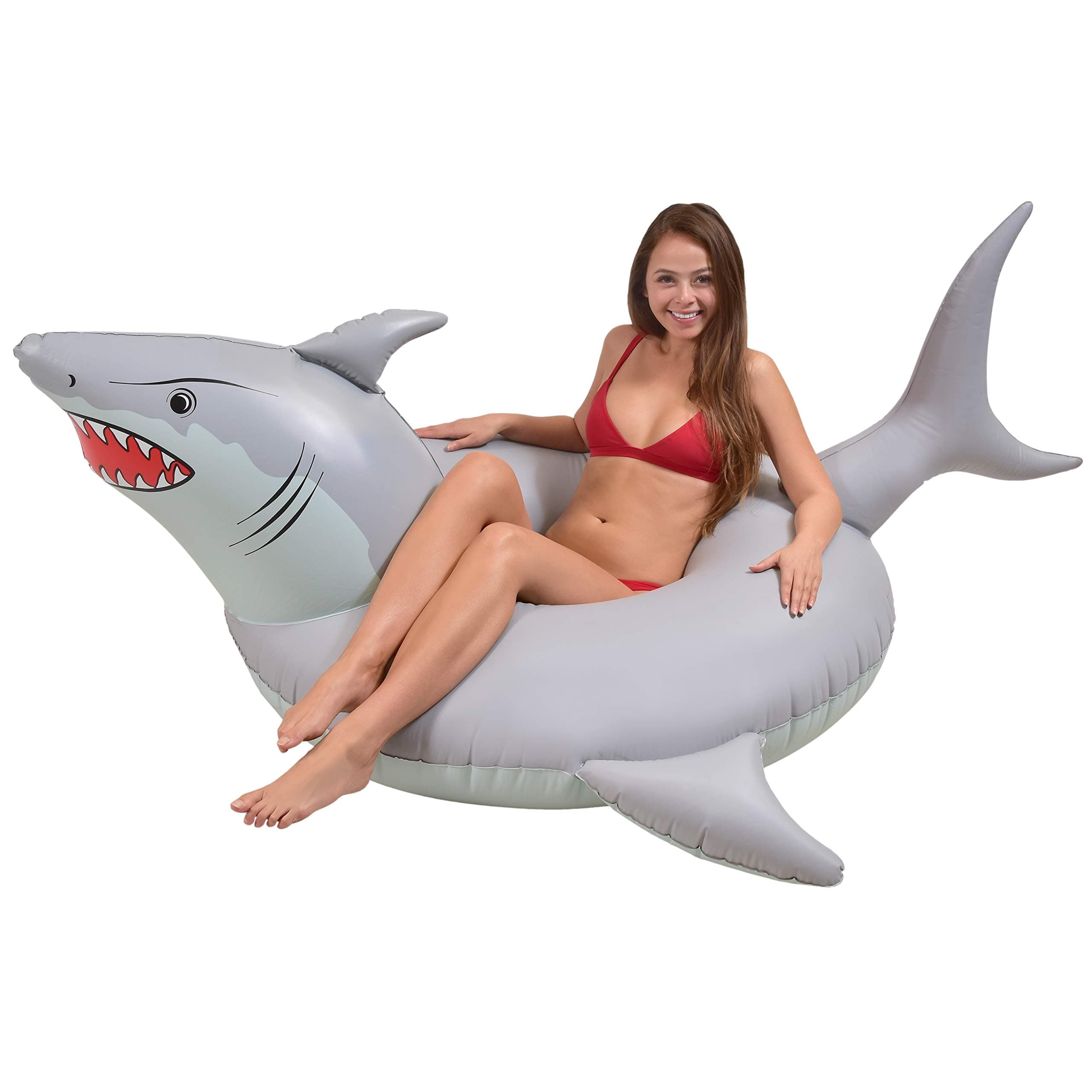 GoFloats Great White Bite Shark Party Tube Inflatable Raft - Fun Pool Float for Adults and Kids
