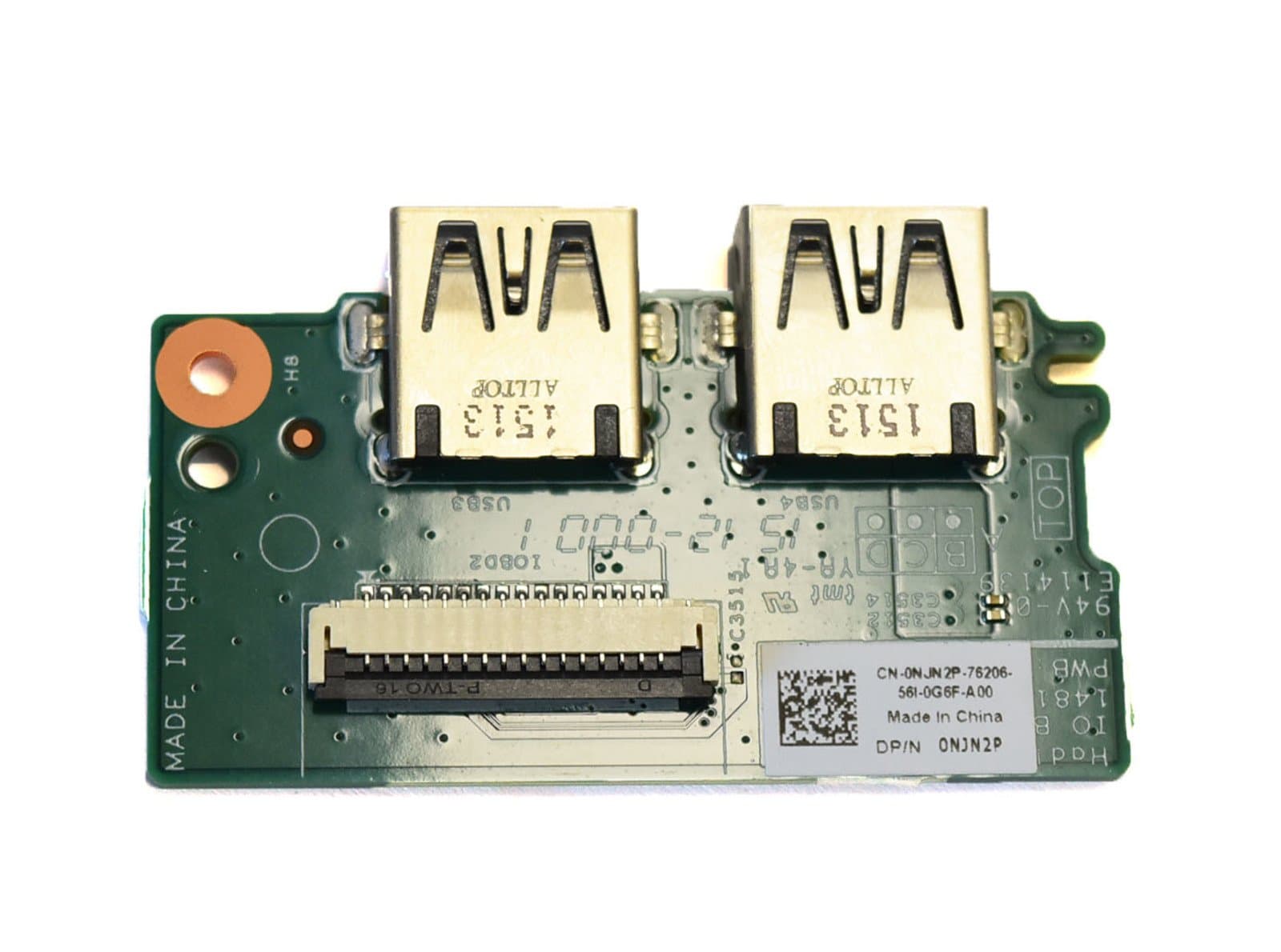 Genuine OEM Dell New NJN2P Inspiron 17-7737 I/O Card 14811-1 PWB VXPRV E114139 TMT YA-4A1 I/O Board 2 Cable Mating Connector USB 3/4 Connectors Slot and Mounting Hole