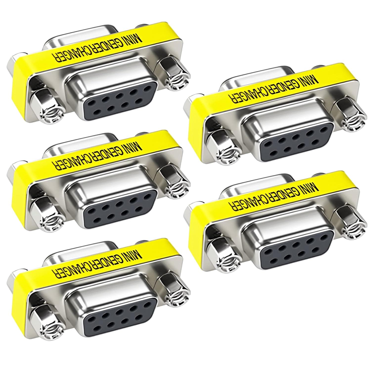 9 Pin RS232 DB9 Male to Female Serial Cable Gender Changer Coupler Mini Adapter Pack of 5