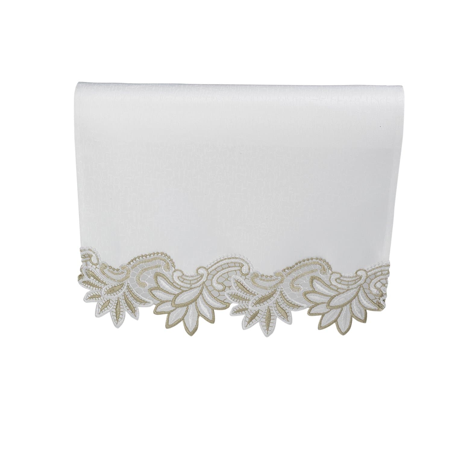 Mill Outlet Decorative Chair Back with Floral Trim Sofa Furniture Settee Cover Antimacassar (White)