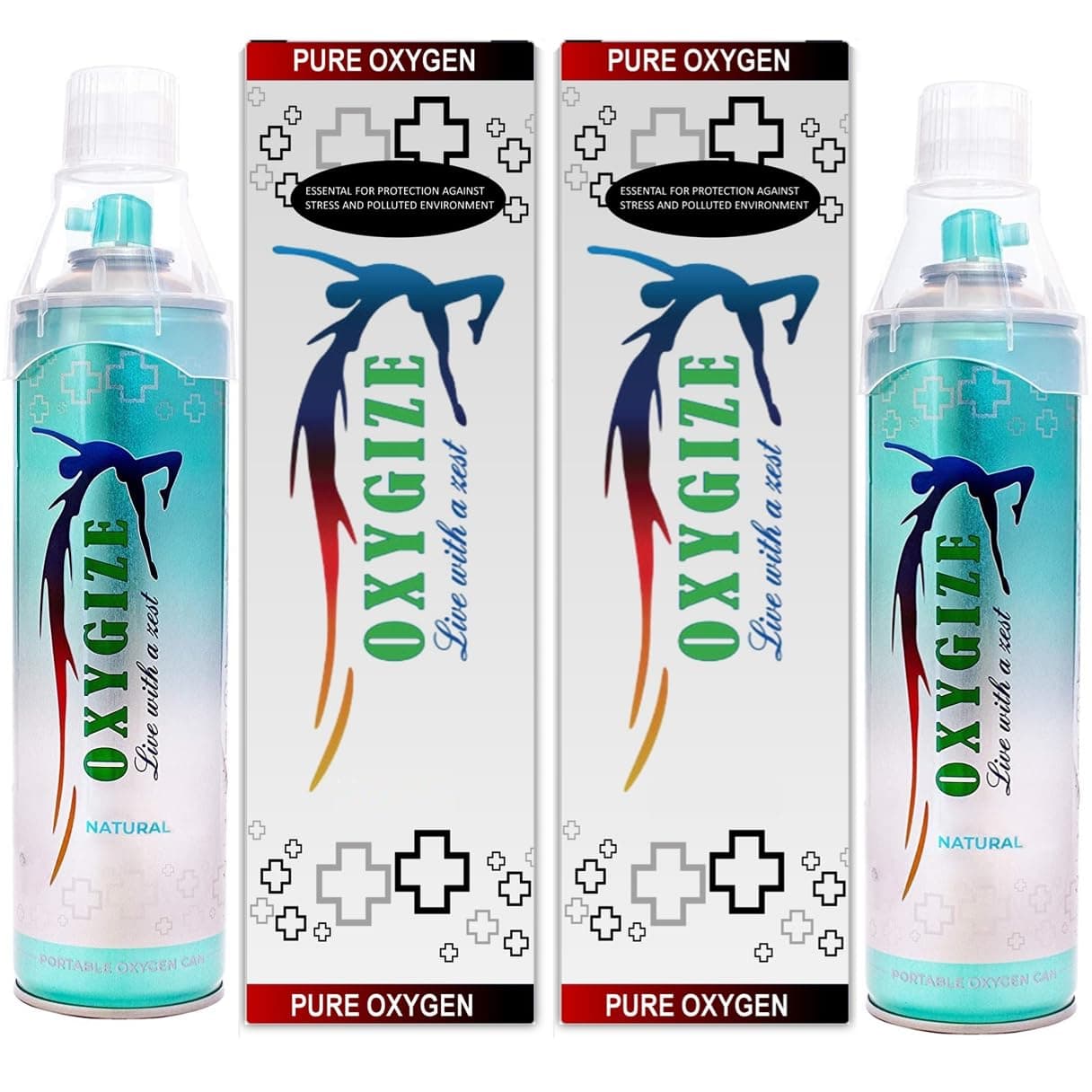 Portable 20L Natural Oxygen Can with Mask β 300 Breaths, Pack of 2 | Pure Oxygen for Pollution Relief, Sports Recovery, Energy Boost & Respiratory Support