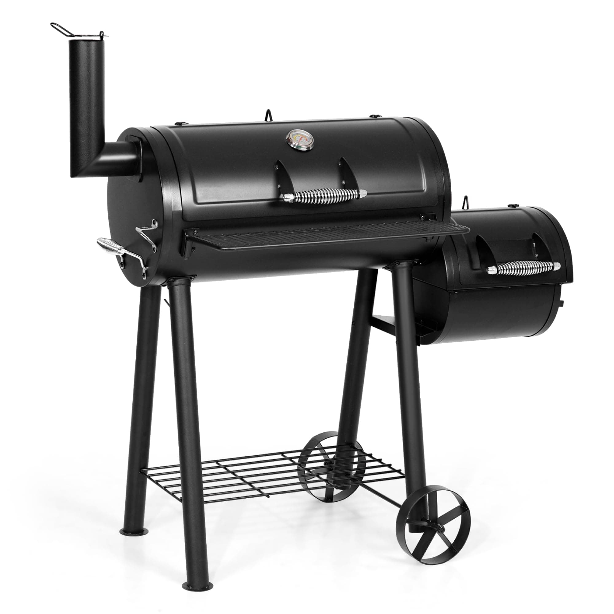 Heavy Duty Charcoal Wood Offset Outdoor Smoker Grill, Charcoal Grill with Smoker Combo for BBQ Grilling, 512 SQ.IN.