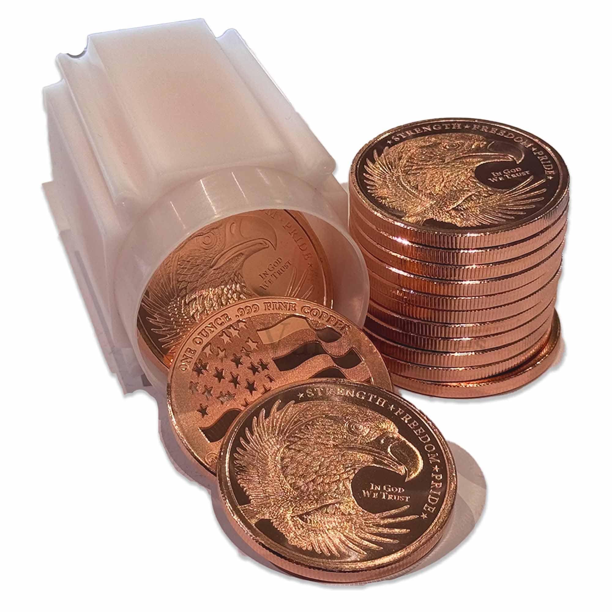 20pc x 1 oz Freedom Eagle flag copper round in storage tube