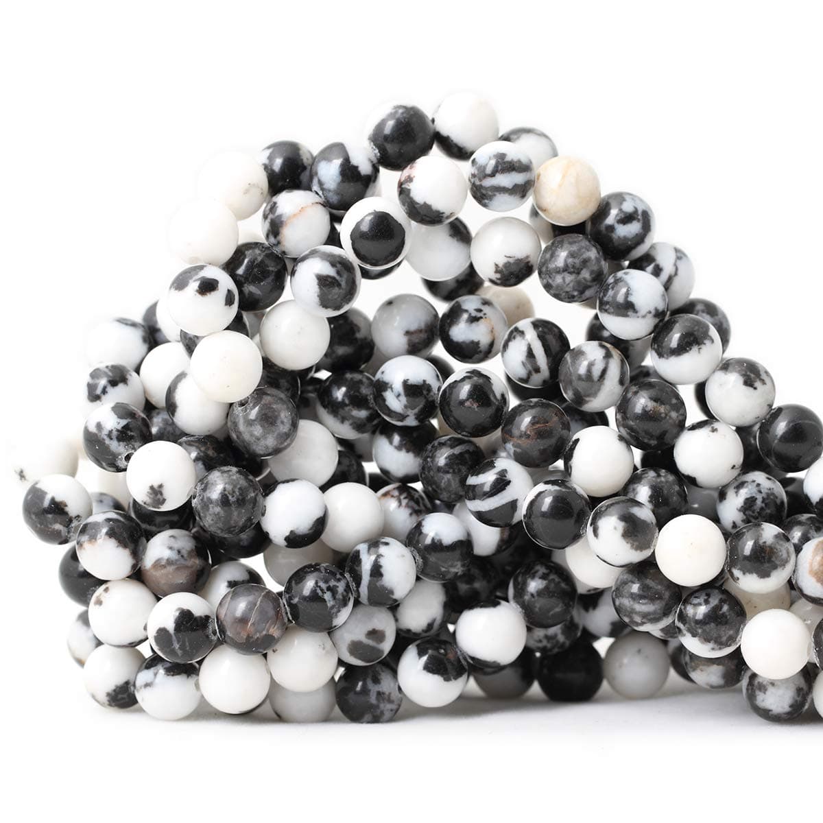 CHEAVIAN 45PCS 8mm Natural Black White Zebra Jasper Gemstone Round Loose Beads Crystal Energy Stone for DIY Jewelry Making 1 Strand 15"