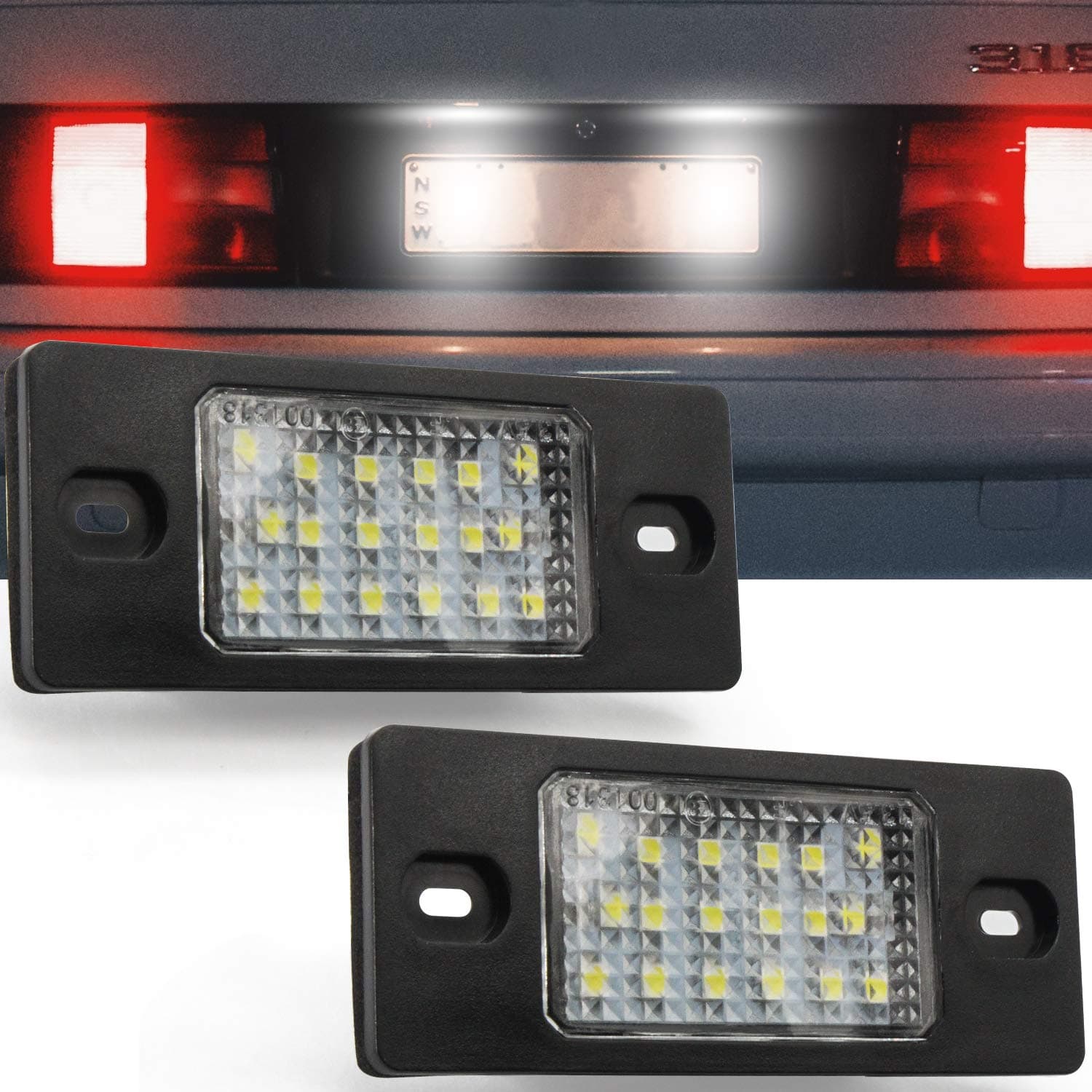 YuanGu 2 X LED License Plate Lights 18-SMD LED Number Plate Light With CANBUS Free Error Waterproof For G-O-L-F 5D/P-o-r-s-c-h-e Cayenne 2002-2010