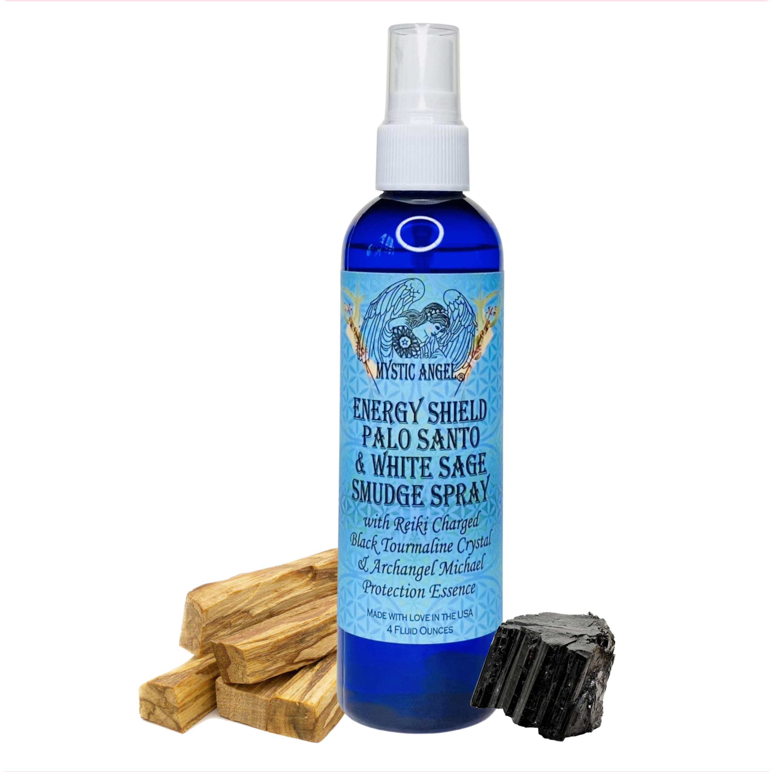 Mystic Angel Energy Shield Palo Santo & White Sage Smudge Spray (4 oz.) For Energy Clearing & Protection - Pack of 1