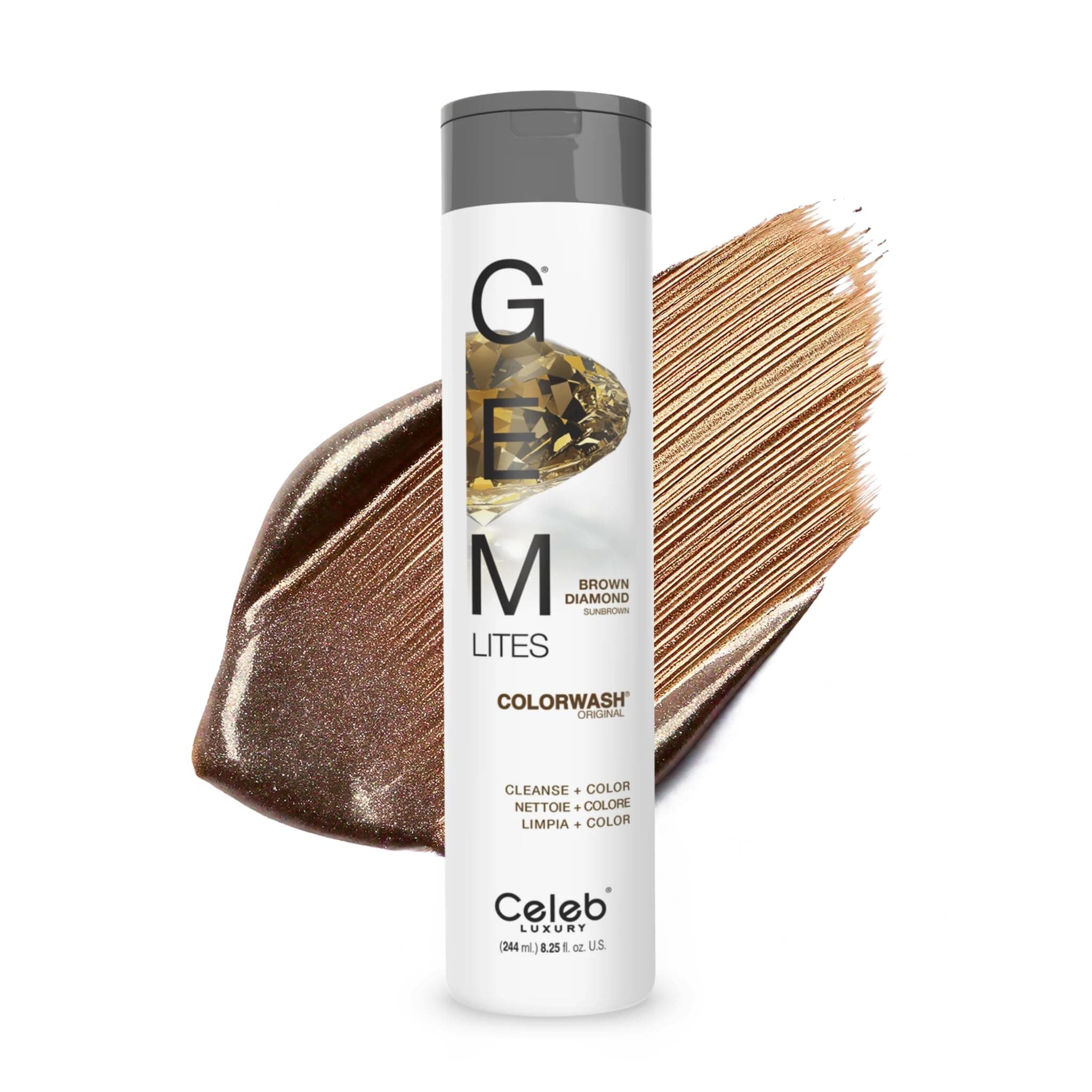 Celeb Luxury Gem Lites Semi Permanent Colourwash Shampoo Brown - Brown Diamond 240ml