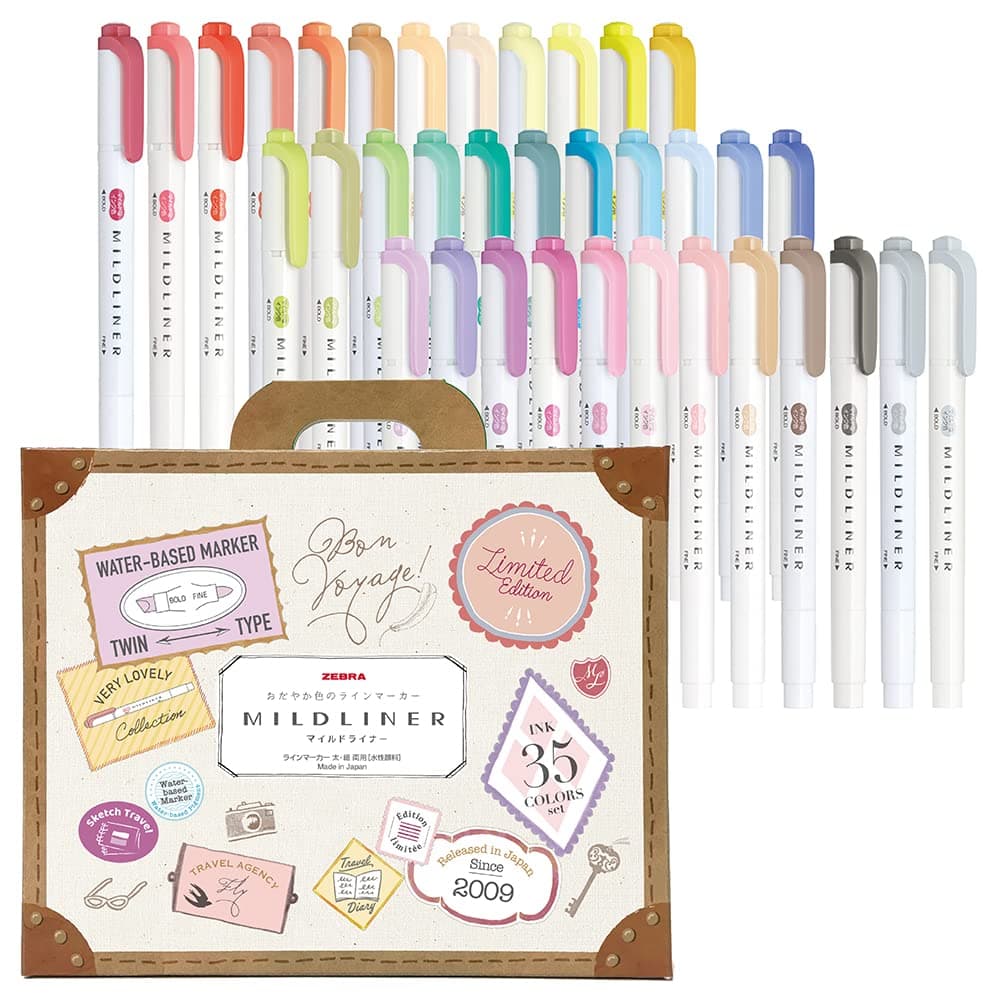 Zebra Pen Highlighter Mildliner 35 Color Set Gift Box WKT7-35C , Multicolor