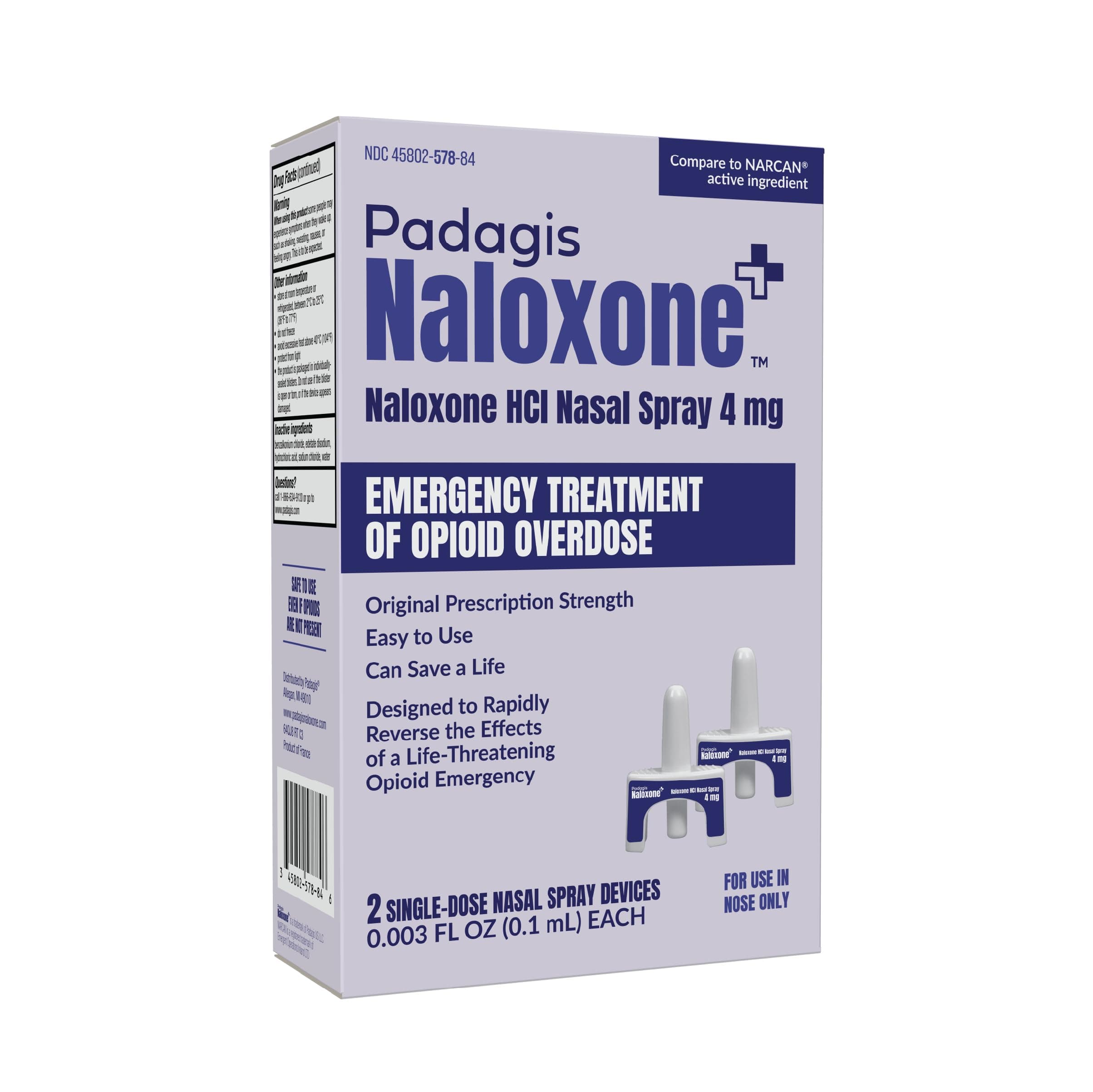 – Naloxone HCI Nasal Spray, 4 mg – Emergency Treatment for Opioid Overdose - Rapid-Response Opioid Overdose Reversal, 2 Dose Single Use Nasal Spray