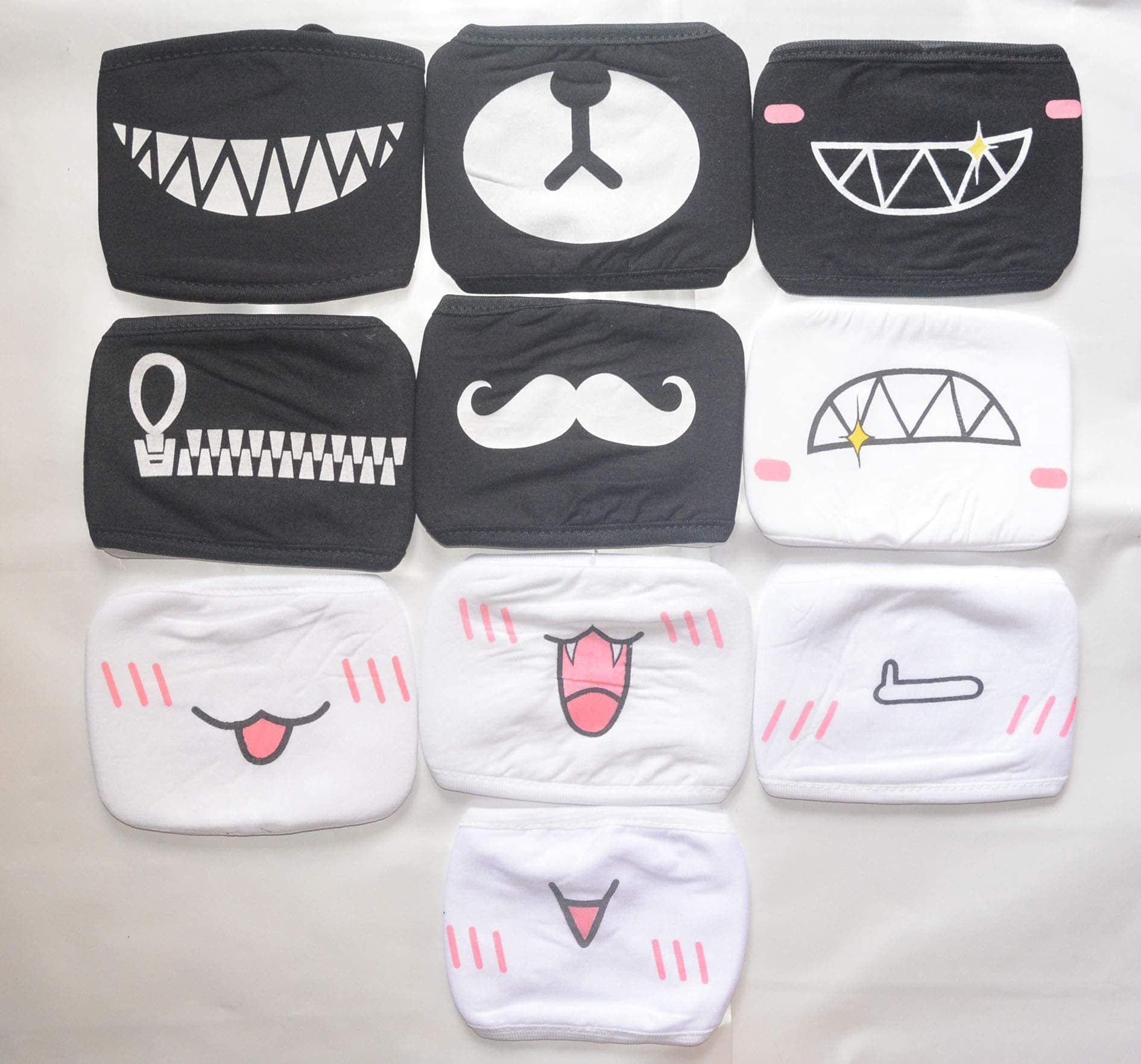 10 Pack Anime Face Masks Emoticon Mask Cute Kaomoji Kawaii Mouth Muffle Mask