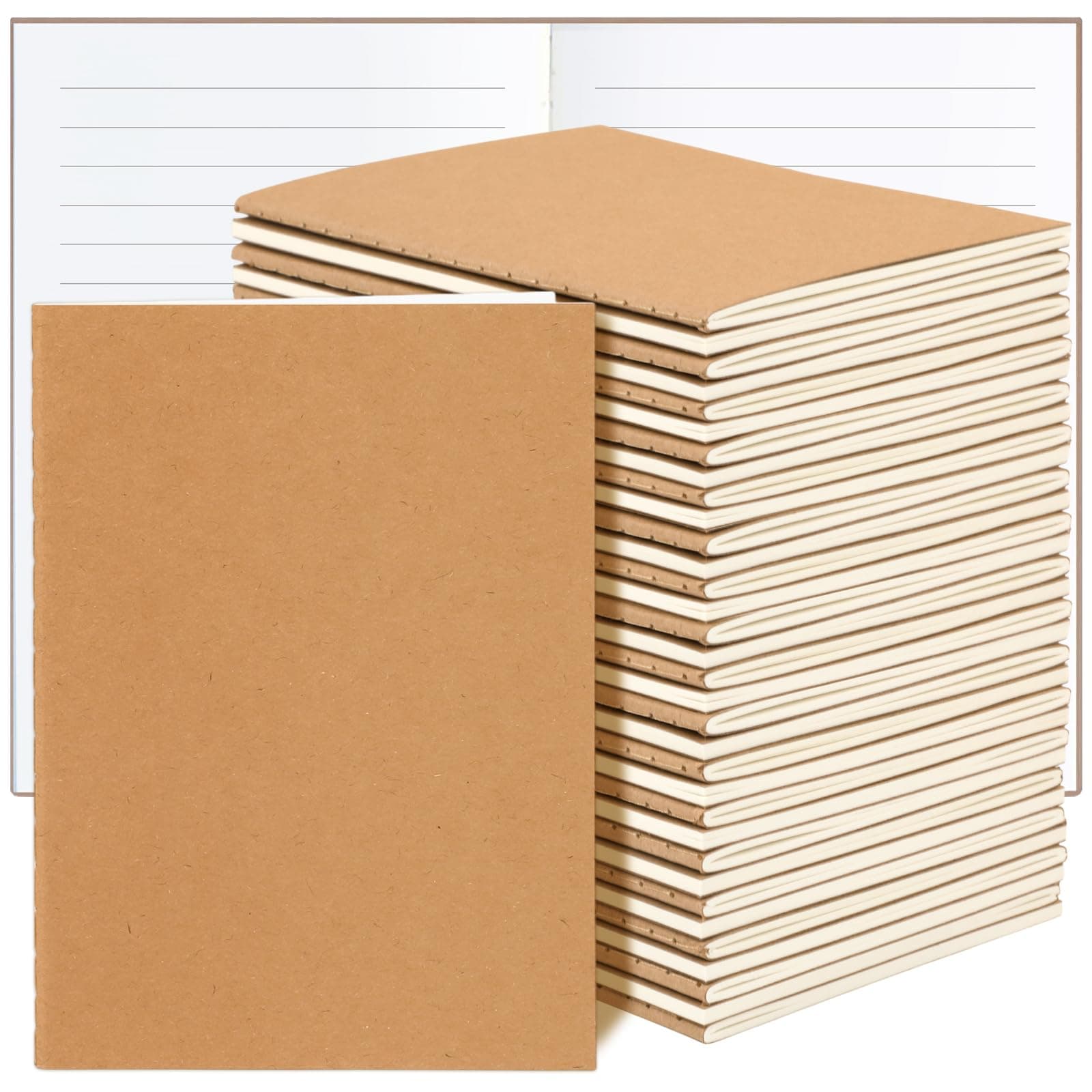 24 Pack A6 Kraft Paper Small Notebooks Bulk, 4x6 Pocket Notebook with 60 Lined Pages, Mini Travel Journal, Sketchbook, Note, Memo Pads for Gifts, Students, Classroom, Business, Office Supplies