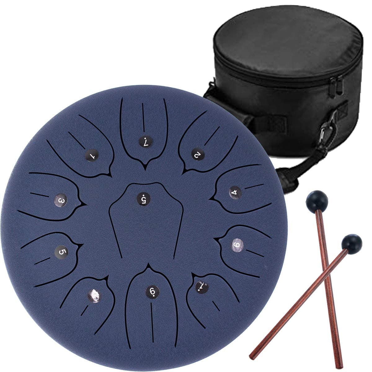 Antetok 12 Inches 30 CM Steel Tongue Drum-11 Notes C Major Tuned Percussion Instrument-Handpan Drum with Bag, Music Book, Mallets and Finger Picks(Dark Blue)