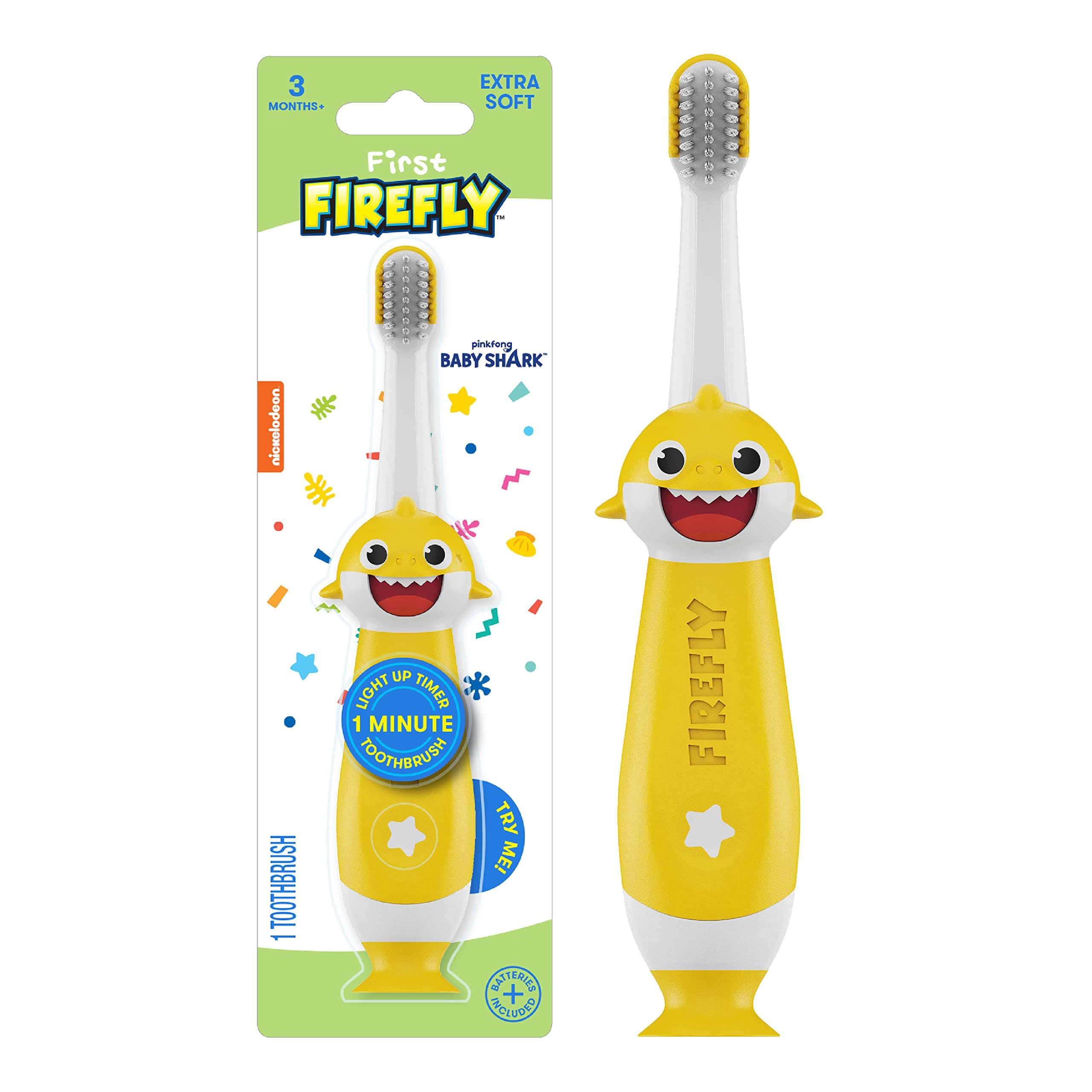 First Firefly Training Light Up Toothbrush, Baby Shark, Yellow
