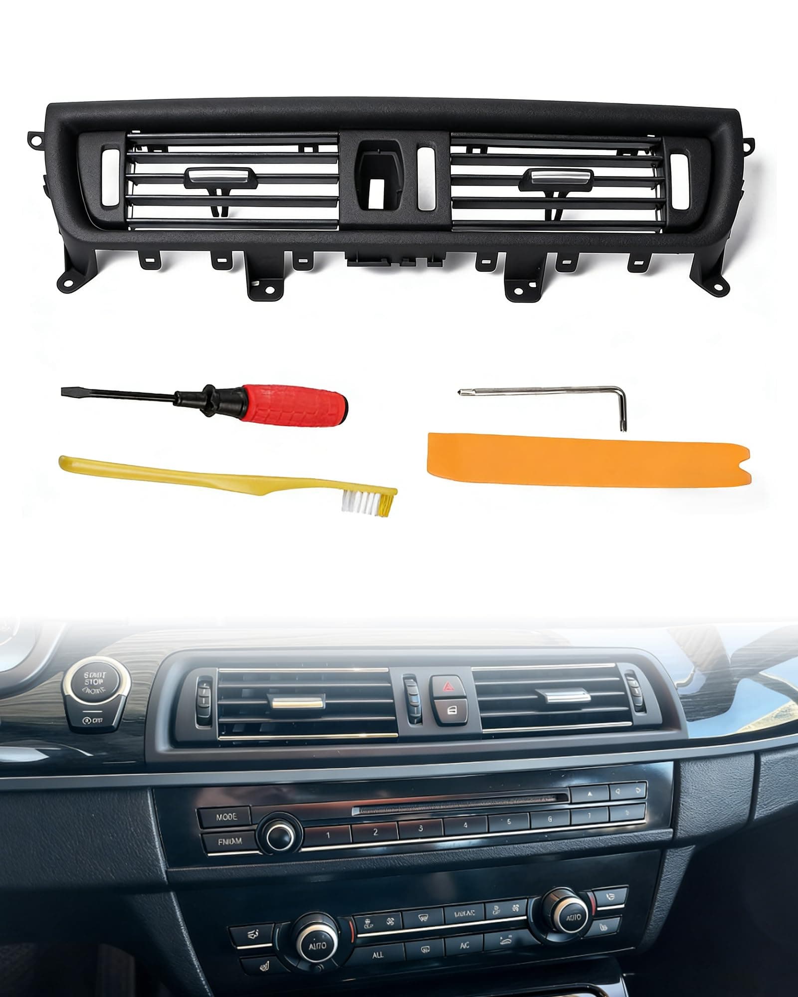 BMW 5 Series Front AC Vent Compatible with 520 523 525 528 530 535 550, Dashboard Center Air Conditioning Grilles for BMW F10 F11 F18 (2010-2016)