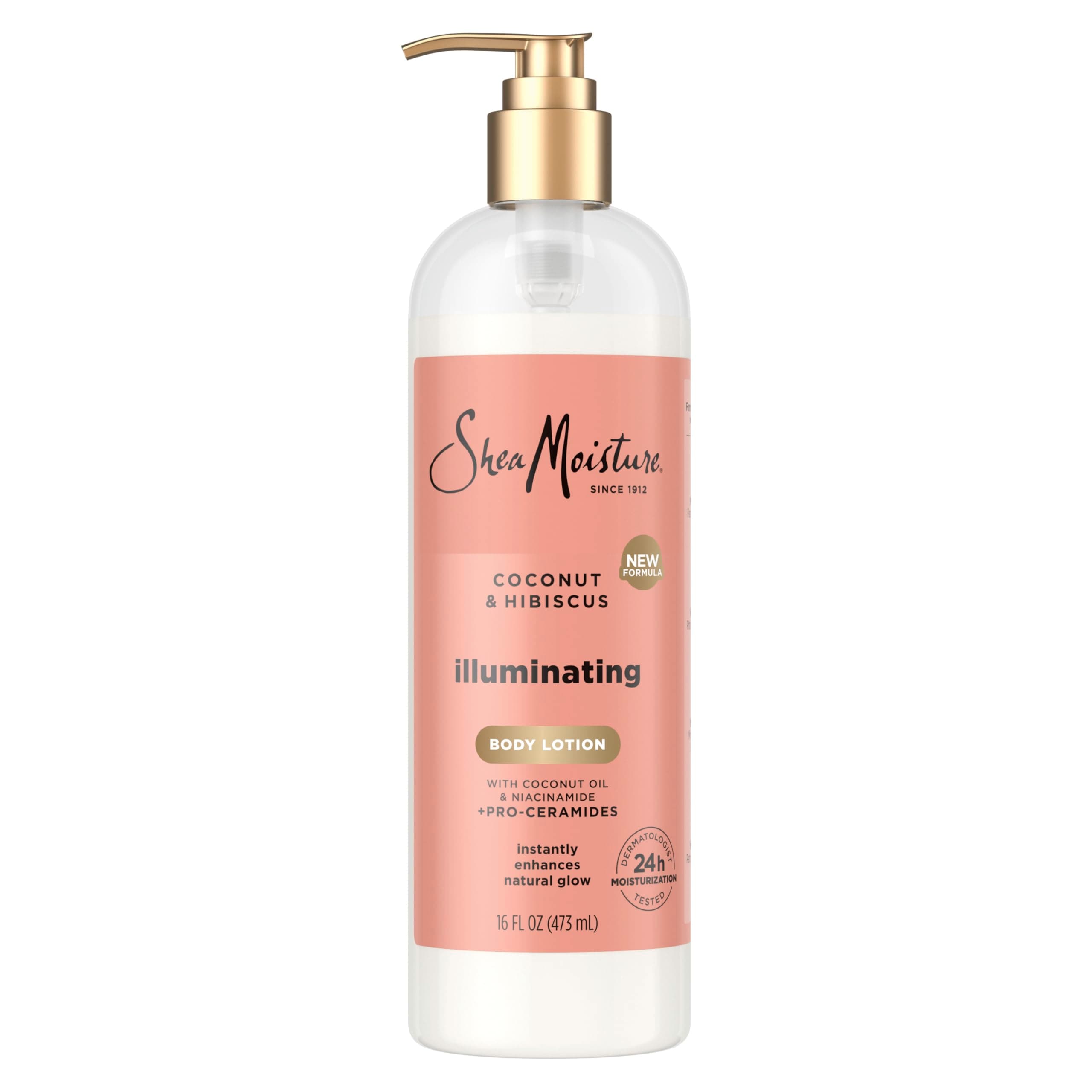 Illuminating Body Lotion with Coconut Oil, Hibiscus, Niacinamide and Pro-Ceramides, Instantly Enhancing Skin's Natural Glow, 24H Moisturizing 16 oz