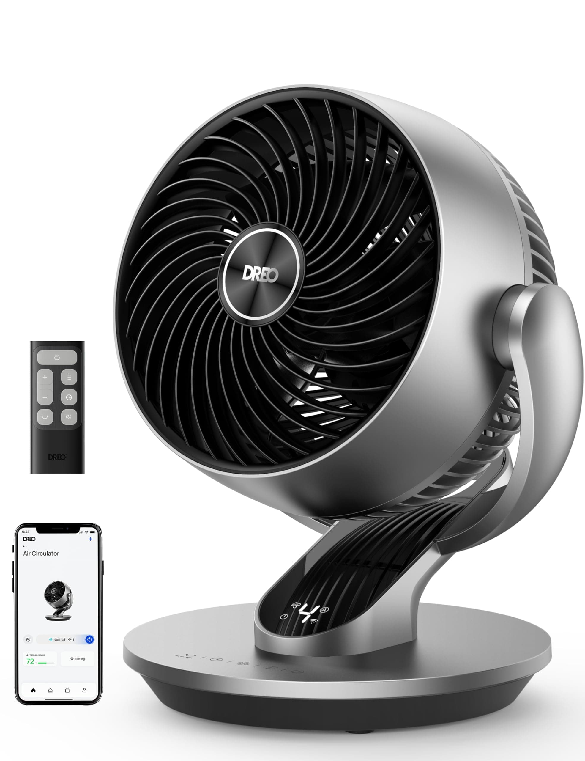 Smart Fan for Bedroom,120° Vertical and 90° Oscillating Fan with Remote/Voice, 13 Inch Height Quiet Air Circulator for Whole Room, 70 ft, 4 Speeds, 5 Modes, 12H Timer, Desk Fans for Home, Office