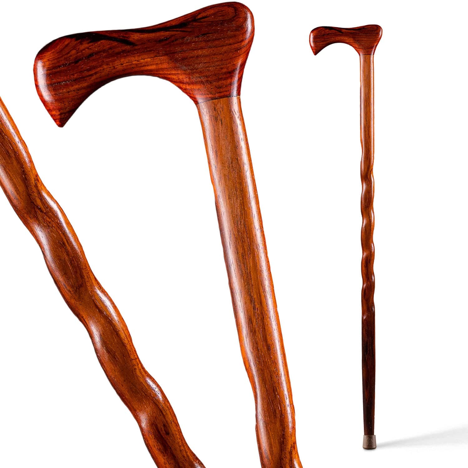 Brazos Handcrafted Wood Walking Cane - Made in the USA - Twisted Cocobolo Exotic - 37 Inches, Natural (502-3000-0194)