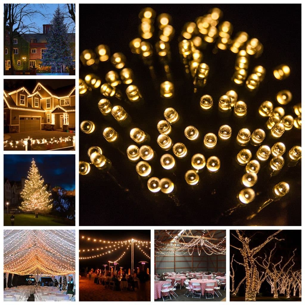 Emeier Solar Power Warm White Colors Light 200 LED Waterproof Garden Christmas Party String Fairy Lamp on Discount