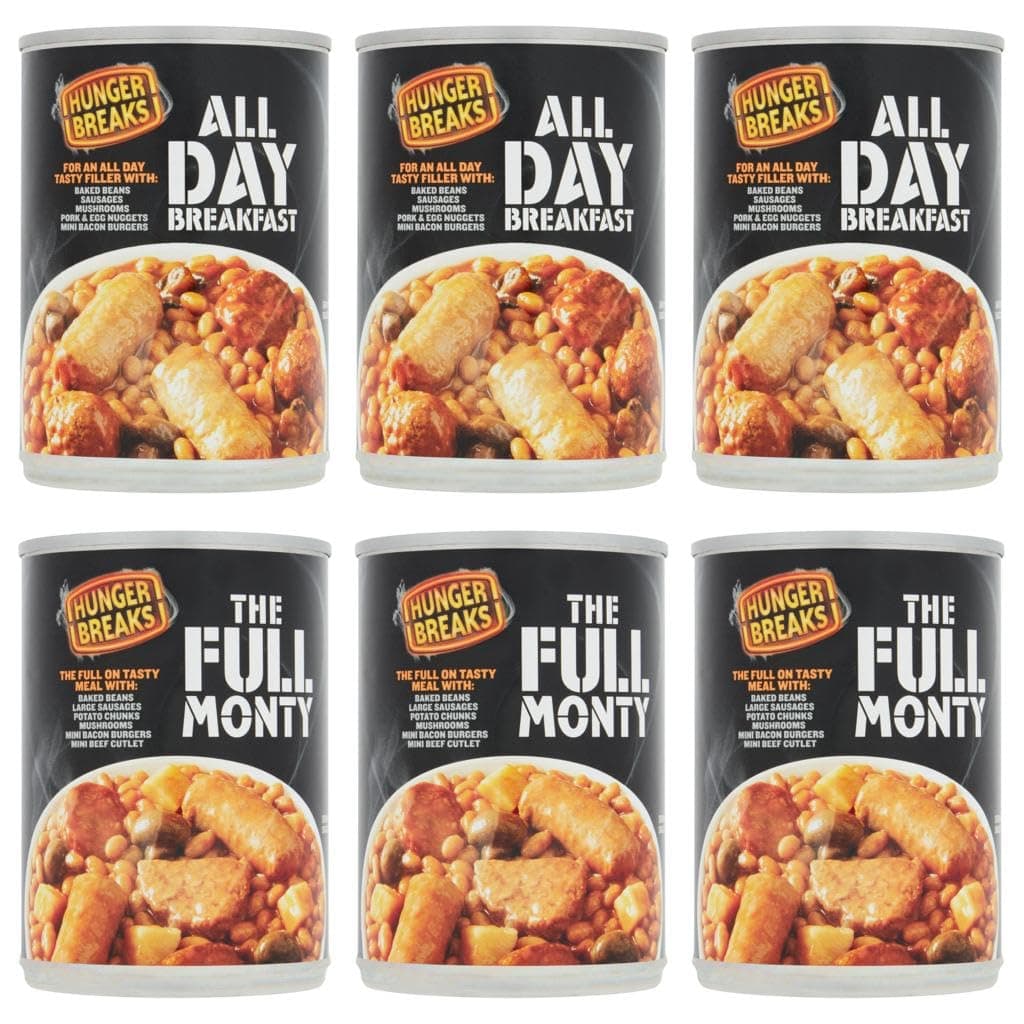 Canned Meal Bundle - Contains 3 x Hunger Breaks Full Monty and 3 x Hunger Breaks All Day Breakfast