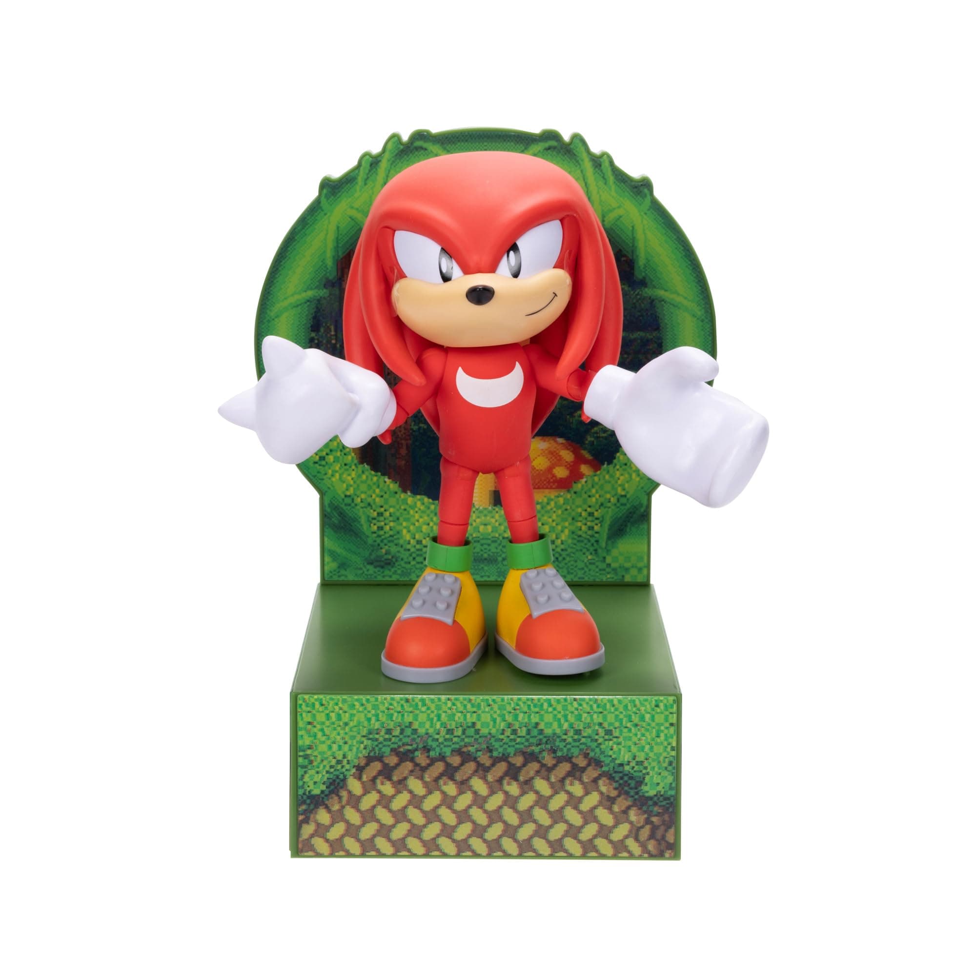 Sonic the Hedgehog 6-inch Knuckles Action Figure with Customizable Face Expressions and Holographic Display Base. Ages 14+ (Officially Licensed by Sega)
