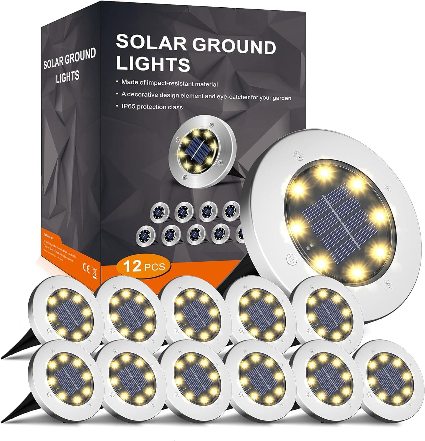 INCX 4.6 inch Solar Lights Outdoor Waterproof,12 Pack Solar Lights for Outside, Solar Garden Lights Landscape Lighting for Patio Pathway Lawn Yard Deck Driveway Walkway, Warm White