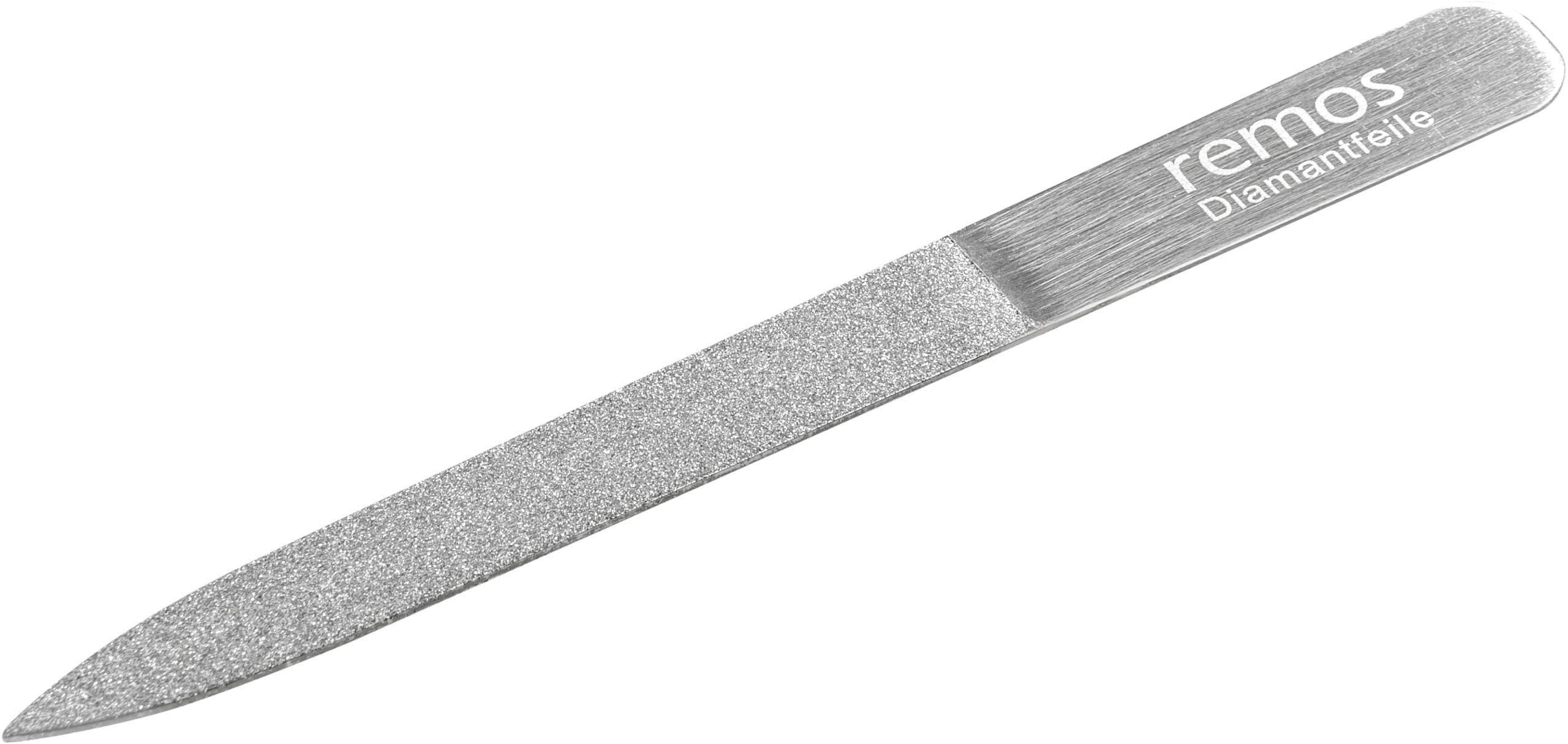REMOS Diamond Nail File 10cm with Rough and fine Diamond Coating Stainless Steel