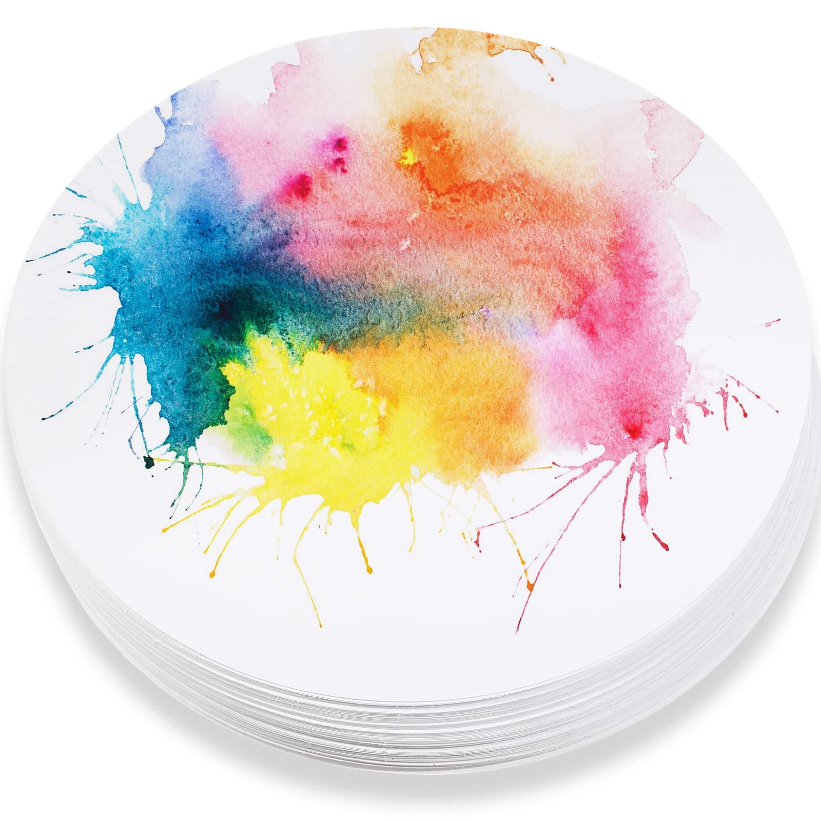 TaoBary60 Pack Watercolor Paper Round 250 GSM Cold Pressed Watercolor Paper 10 Inch Diameter Ideal for Most Wet and Dry Media, Ideal for Beginners, Artists and Specialists