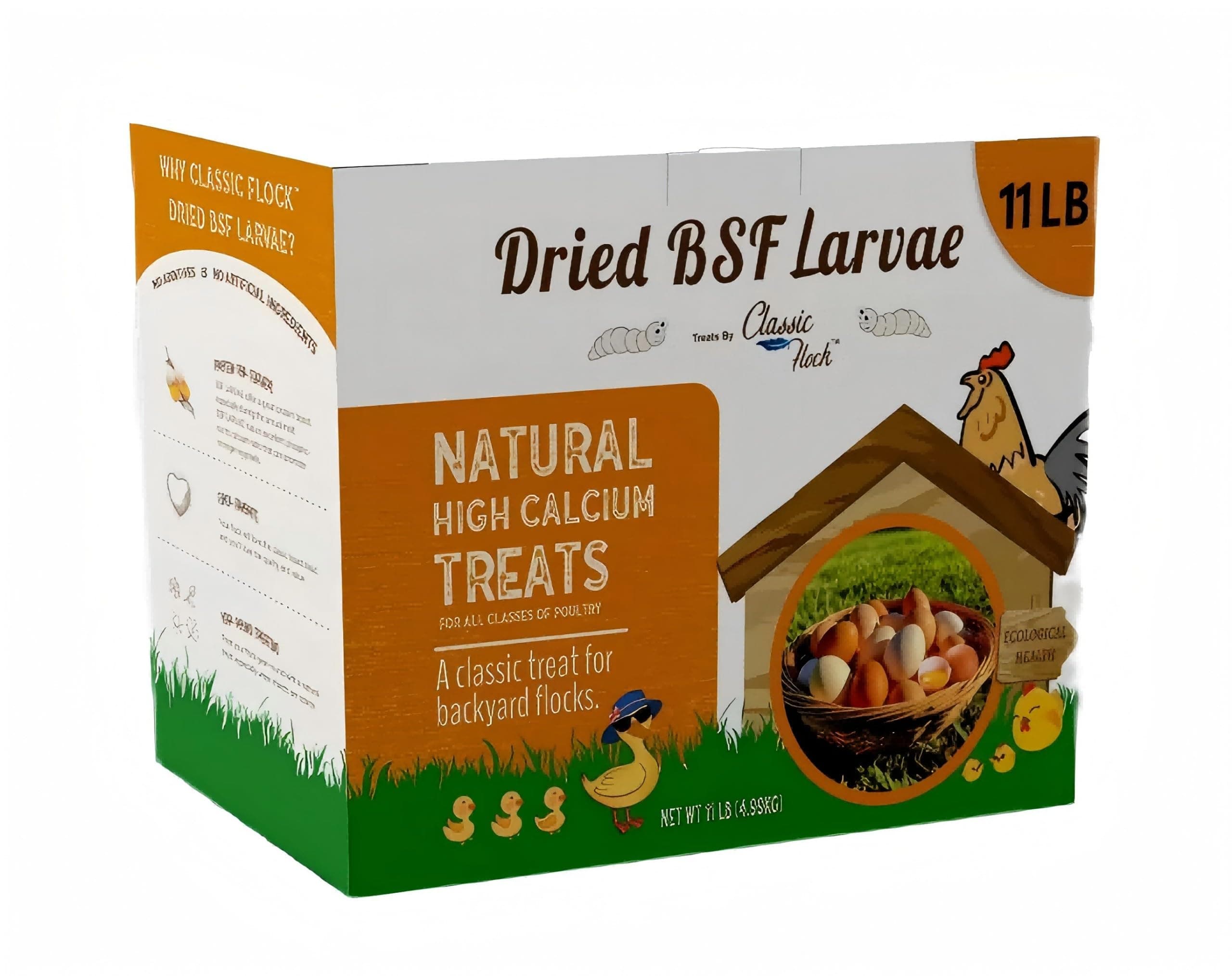 11 lb Black Soldier Fly Larva - BSFL is a high Calc-Rich Chicken Feed with More Calcium Than mealworms.It is a Pure Natural Food That Provides high Protein for Chickens and Birds