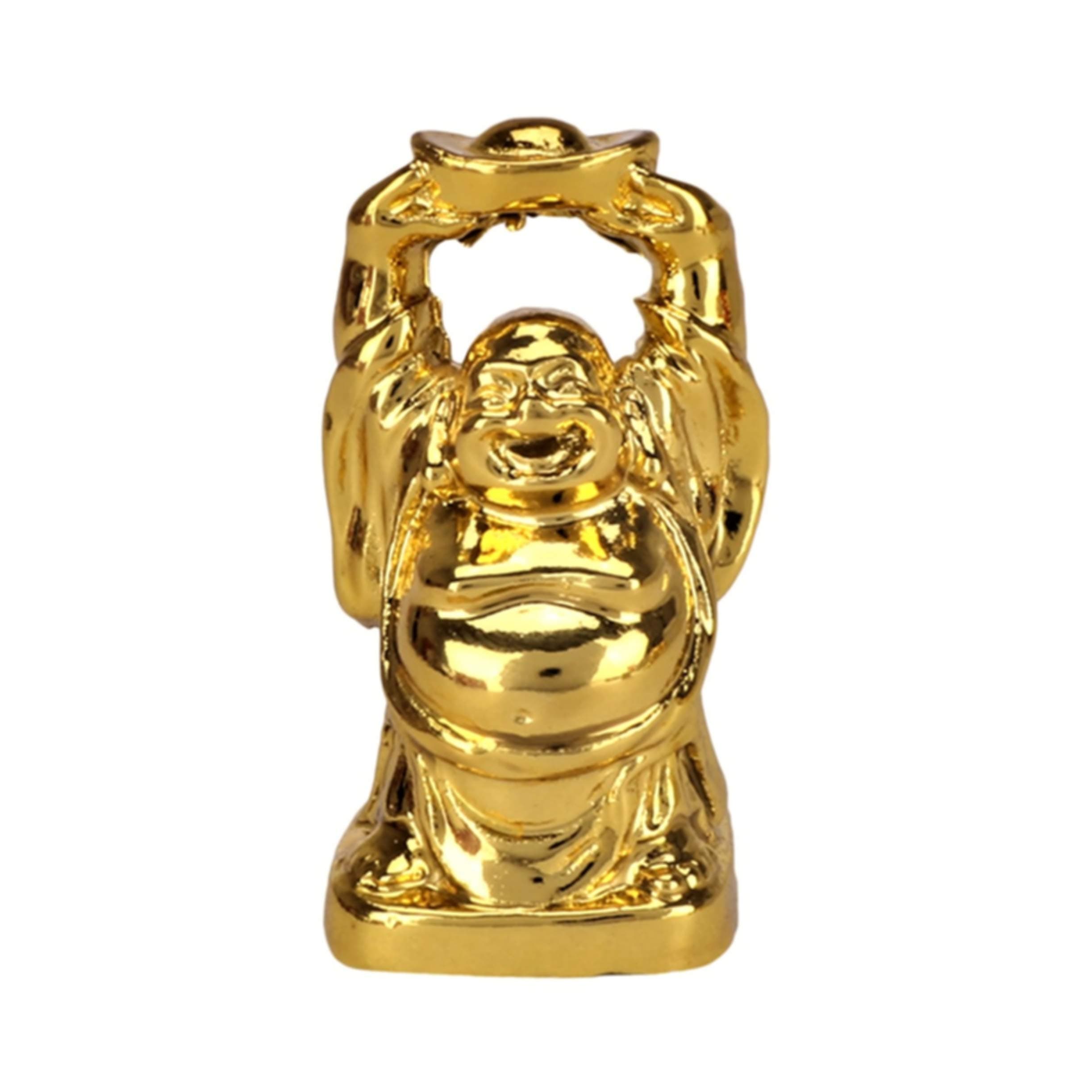 6pcs Laughing Buddha Statue Made by Premium Resin in Shining Gold Color for Enhance Your Luck