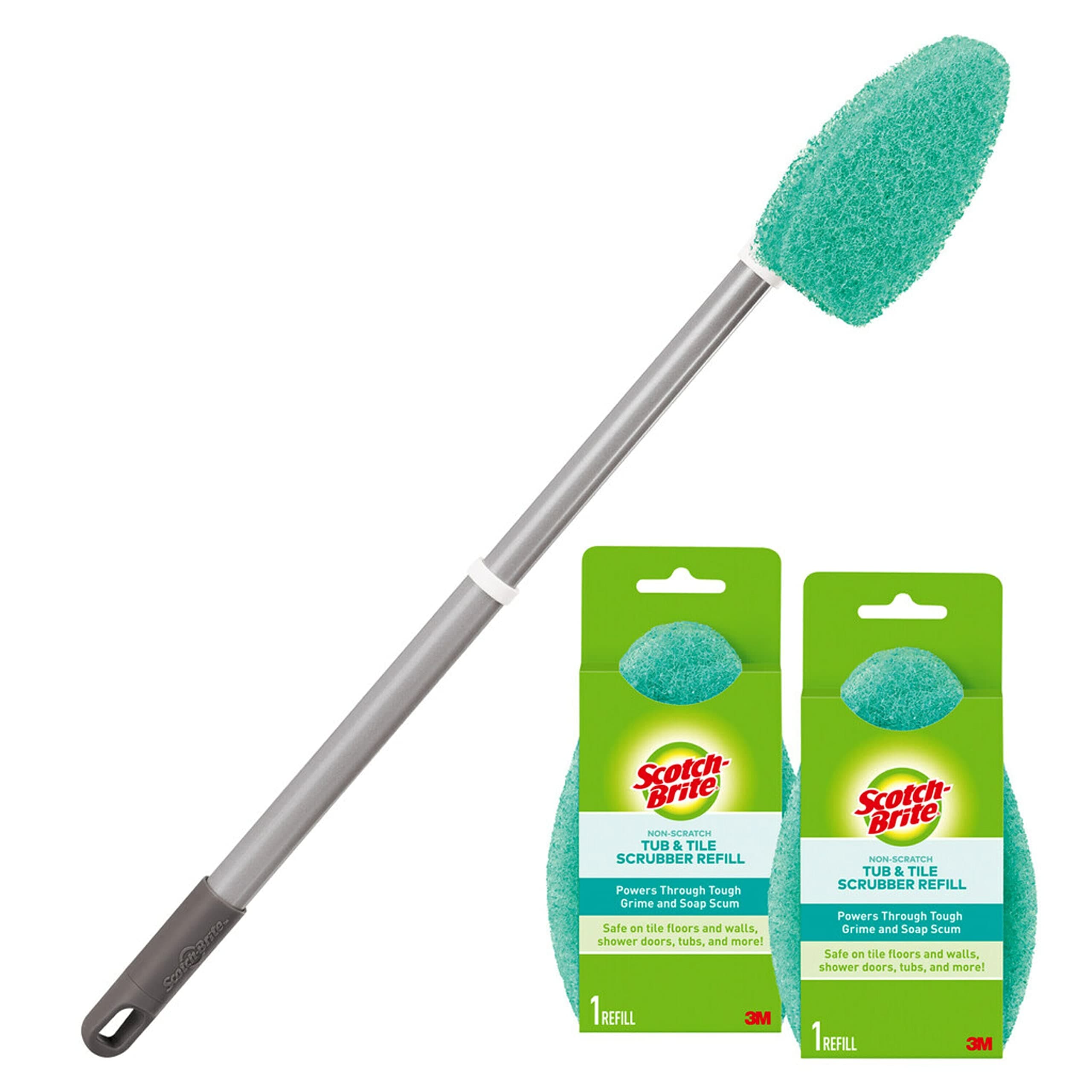 3M Scotch-Brite Extendable Tub & Tile Scrubber Kit, Includes 1 Handle and 3 Non-Scratch Scrubber Pads