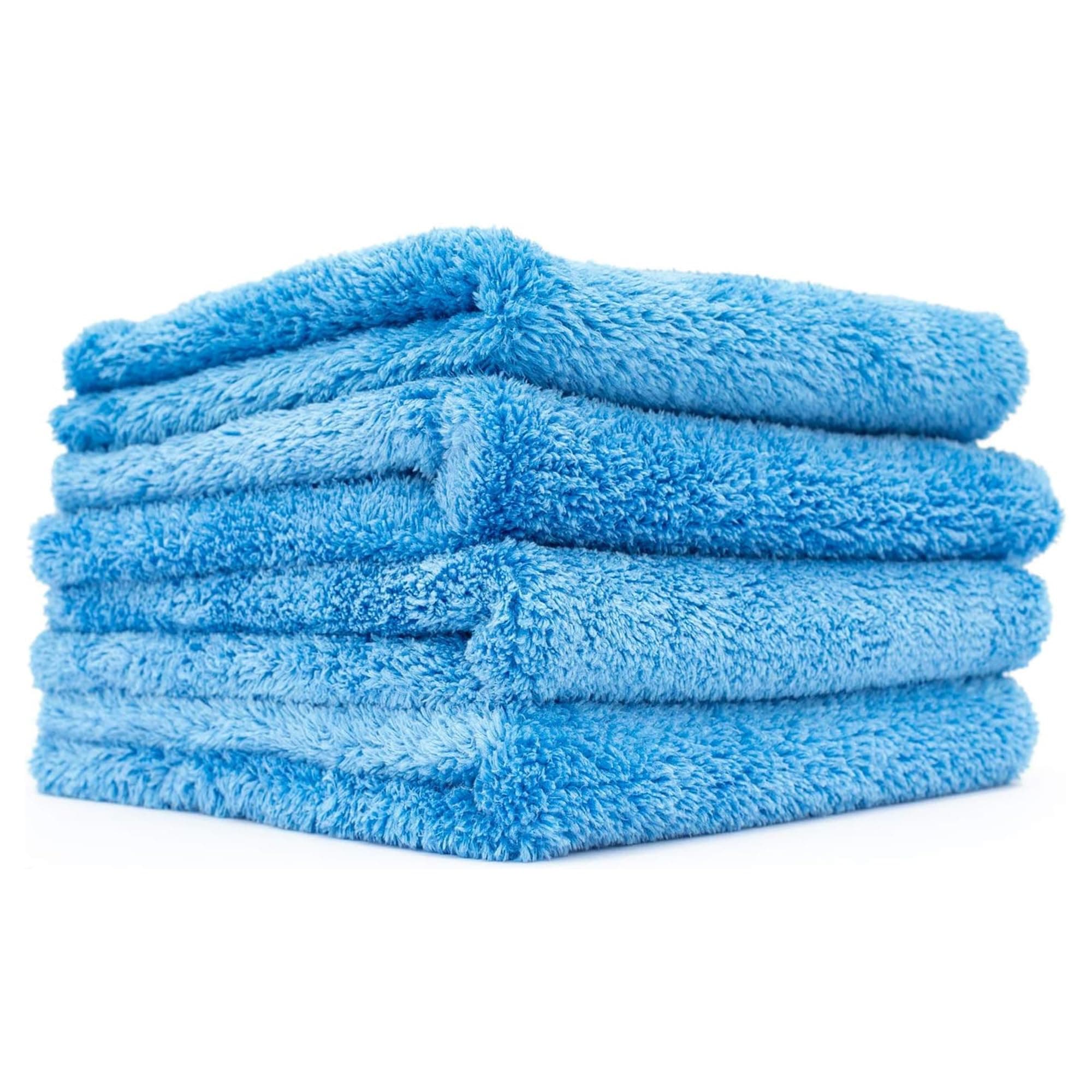 Eagle Edgeless 500 (4-Pack) Professional Korean 70/30 Blend Super Plush Microfiber Detailing Towels, 500GSM, 16in x 16in, Blue