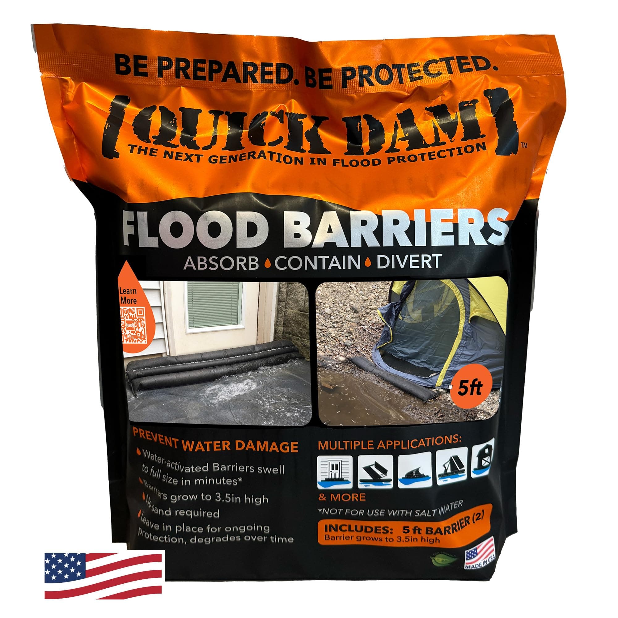 Water Activated Flood Barrier 5 Feet 2-Pack