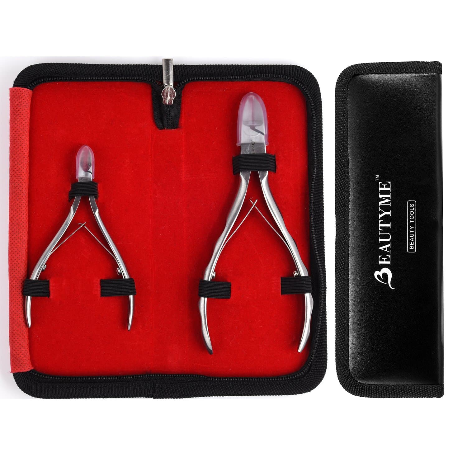 Nail Clipper Toenail Clipper Cuticle Nipper with Store Case-2 Pcs BeautyMe Professional Nail Nipper for Thick and Ingrown Toenails - Cuticle Nipper Cutter-Removes Dead Skin-Surgical Grade