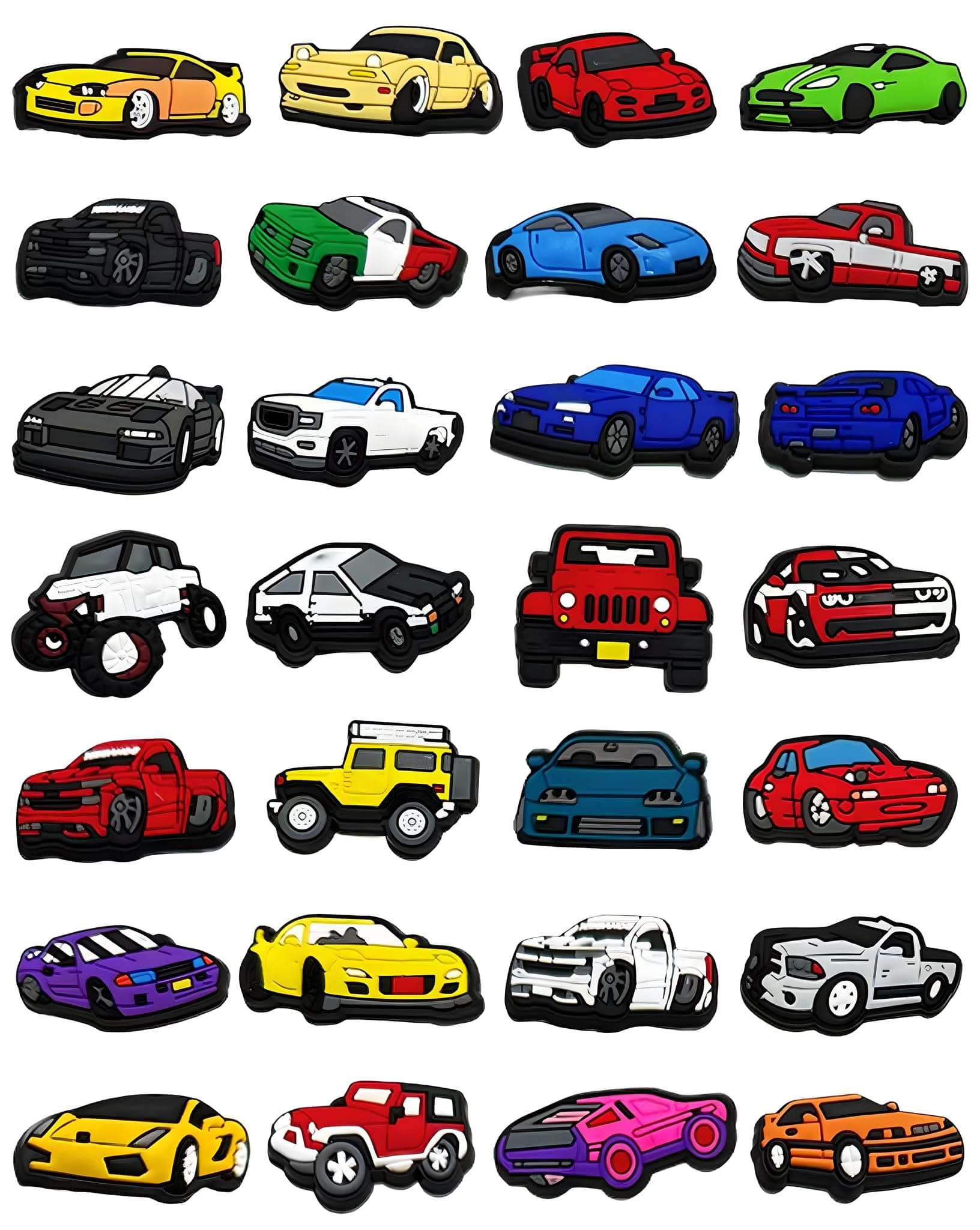 BOWNDY PVC Sports Cars Shoe Charms - Bulk Pack of Cute Random Charms