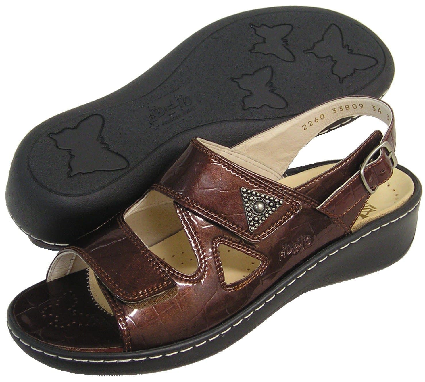 Fidelio Women's Hallux Fabia Bunion Relief Adjustable Croco Sandal 33809 (Brown/Kastanie)