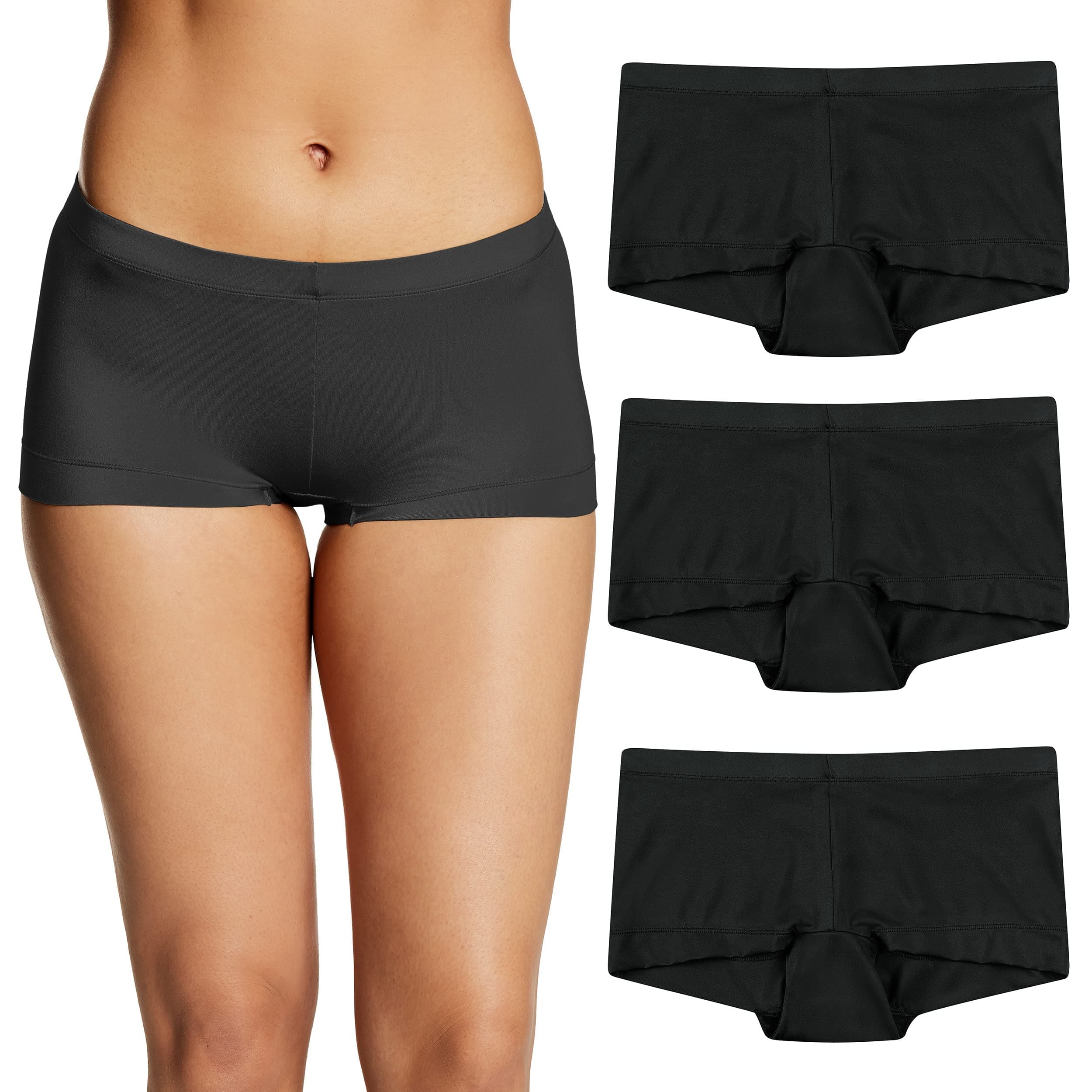 Women's Underwear Boy Shorts Pack, 3-Pack, Microfiber Boy short Underwear Women Pack, Coverage Panties for Women